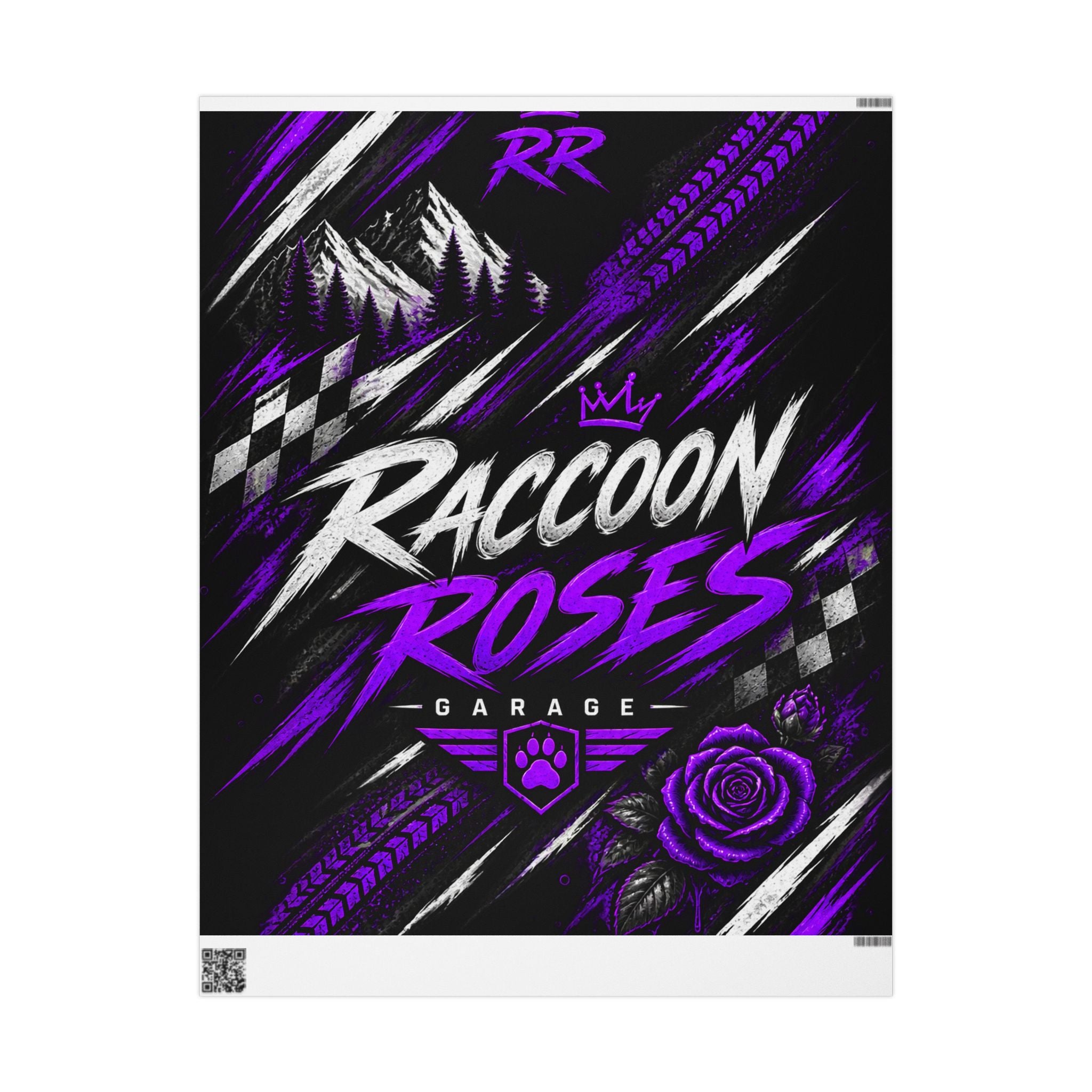Wrapping Paper — Raccoon Roses Garage Purple Racing Design
