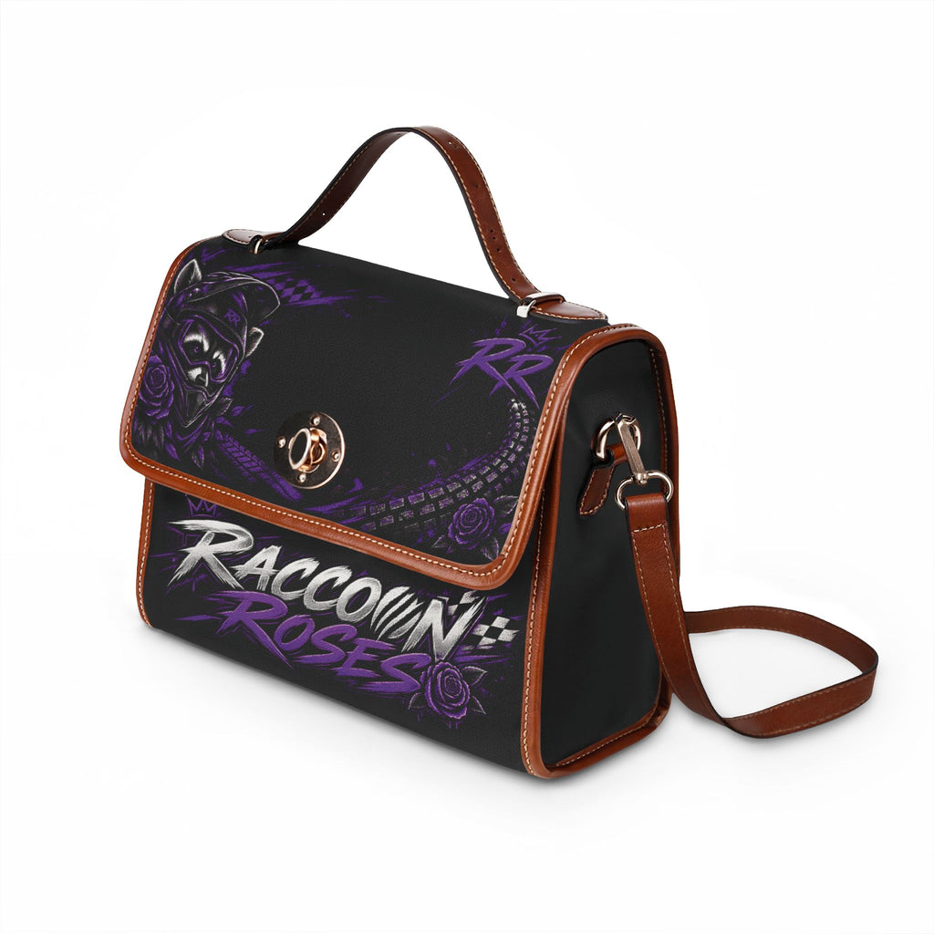 Canvas Bag — Raccoon & Roses Waterproof Tote with Purple Gothic Graphic