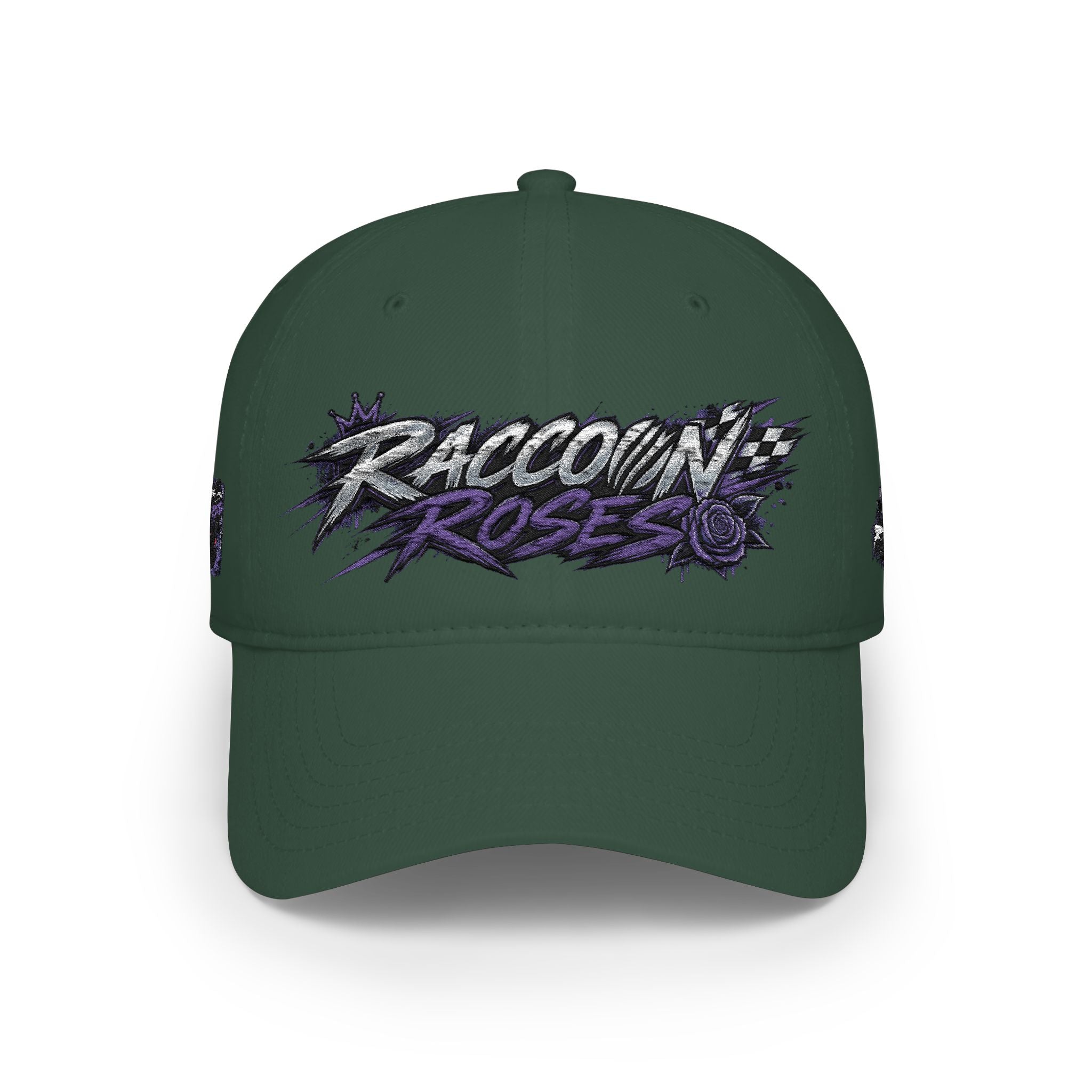 Raccoons Roses Low Profile Baseball Cap