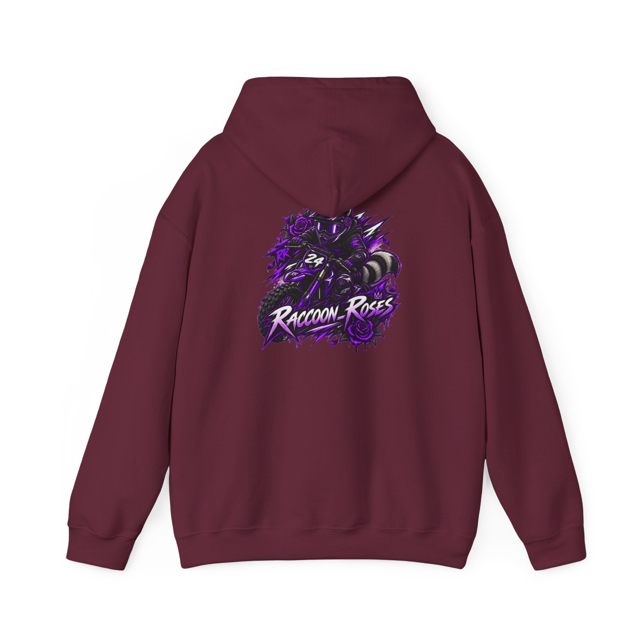Raccoon Roses Graphic Hoodie — Purple Gamer Streetwear