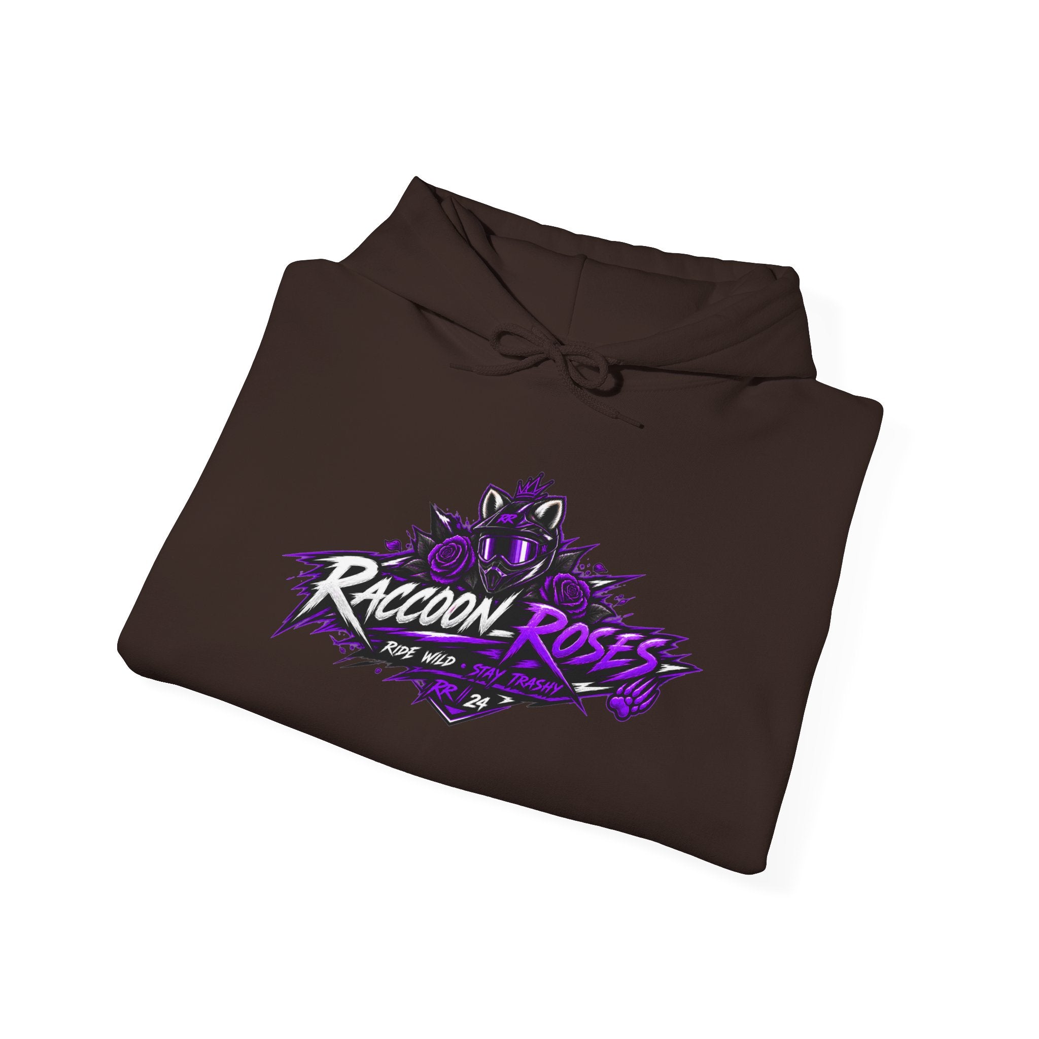 Raccoon Roses Graphic Hoodie — Purple Gamer Streetwear