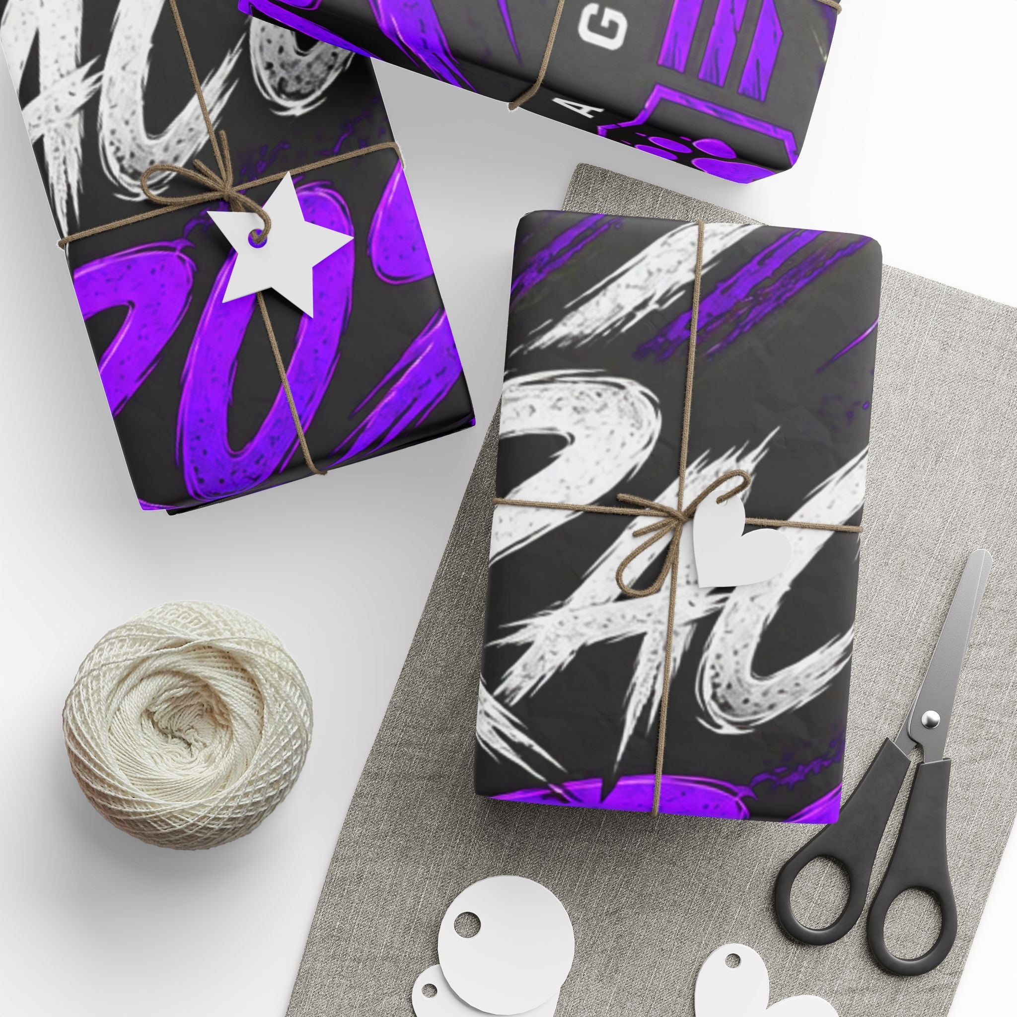 Wrapping Paper — Raccoon Roses Garage Purple Racing Design