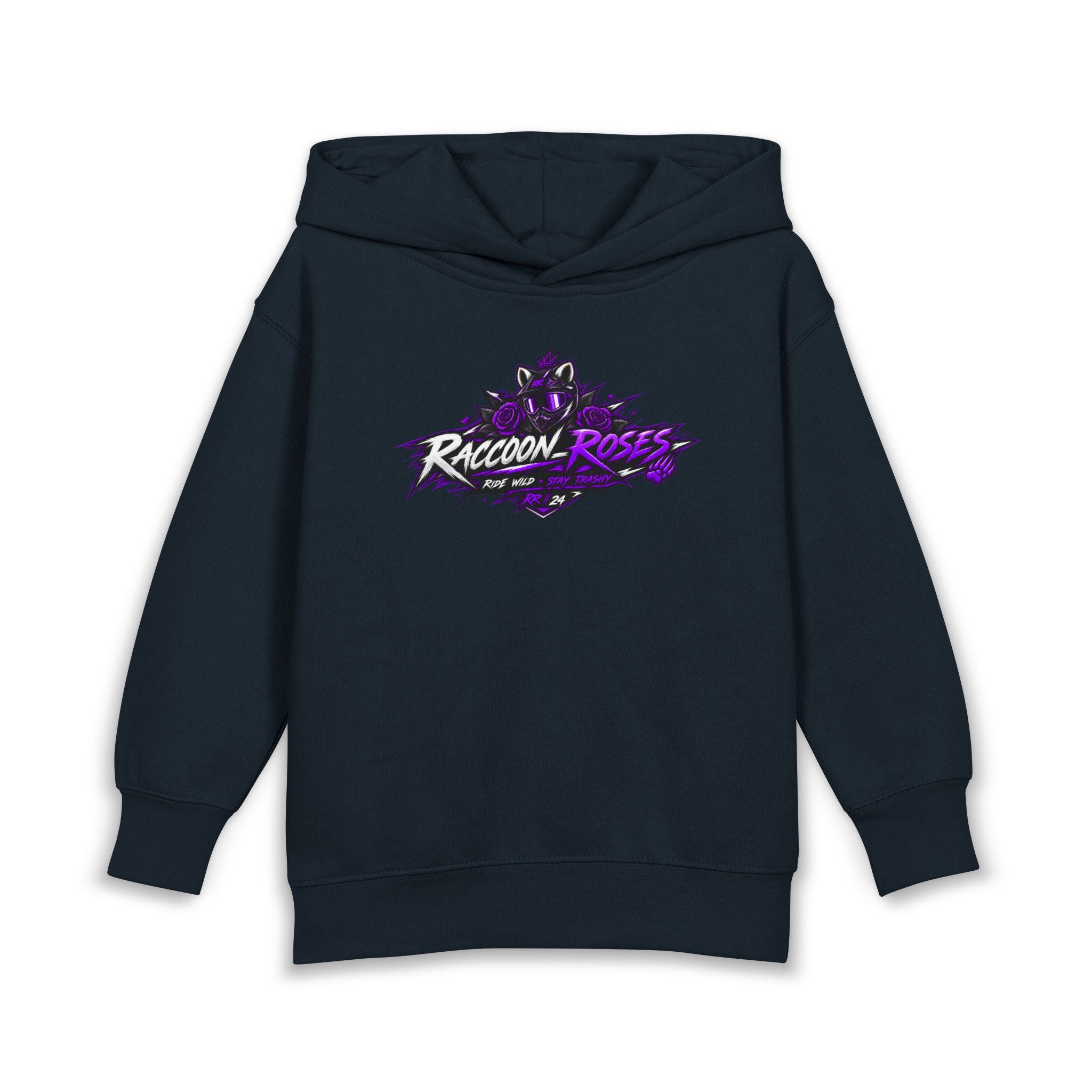 Raccoon Roses Toddler Hoodie — Cute Purple Graphic Pullover