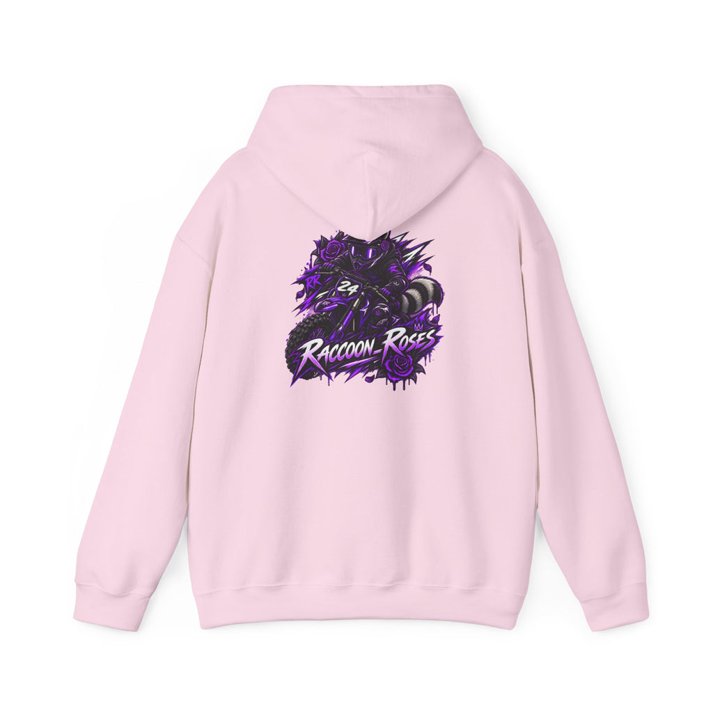 Raccoon Roses Graphic Hoodie — Purple Gamer Streetwear