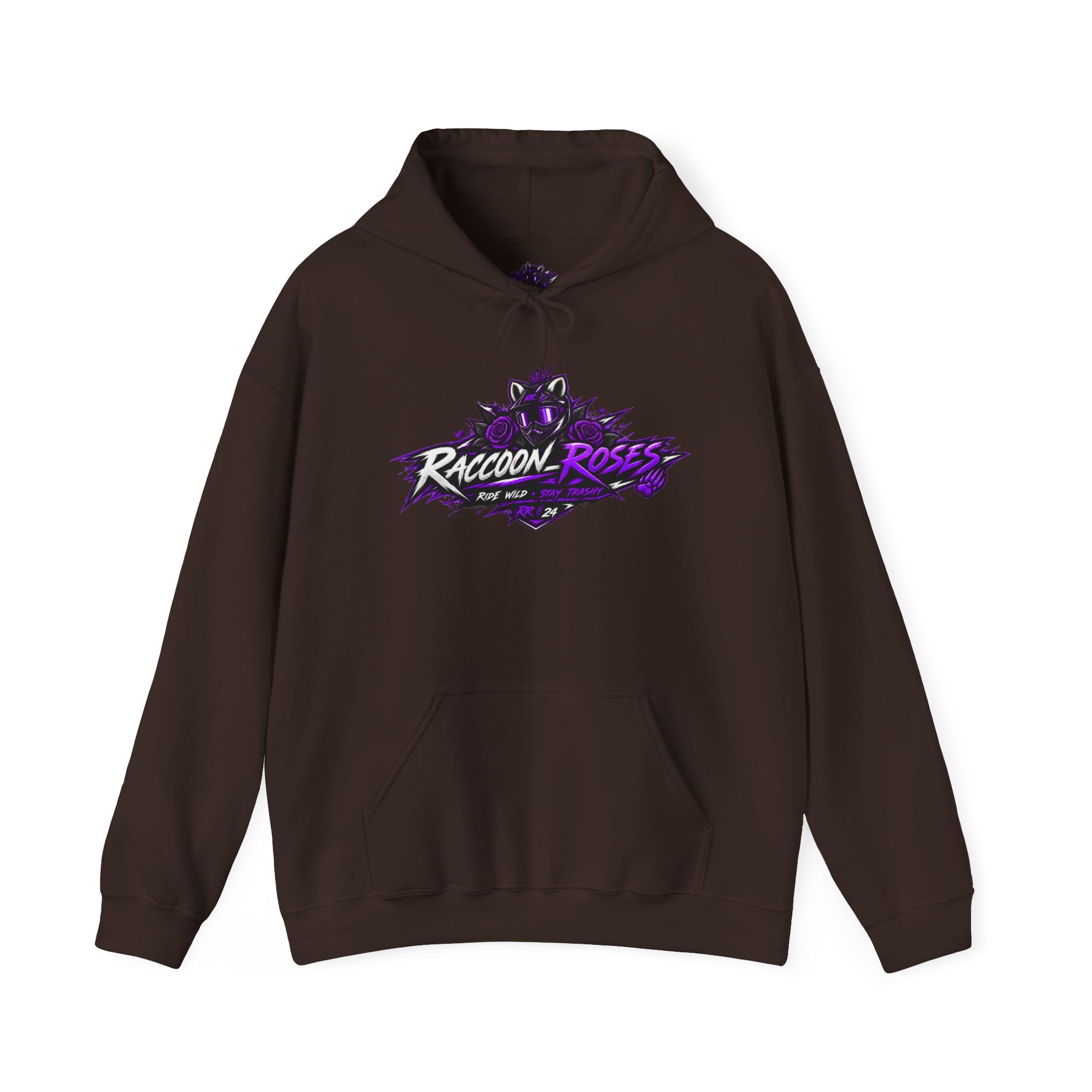 Raccoon Roses Graphic Hoodie — Purple Gamer Streetwear