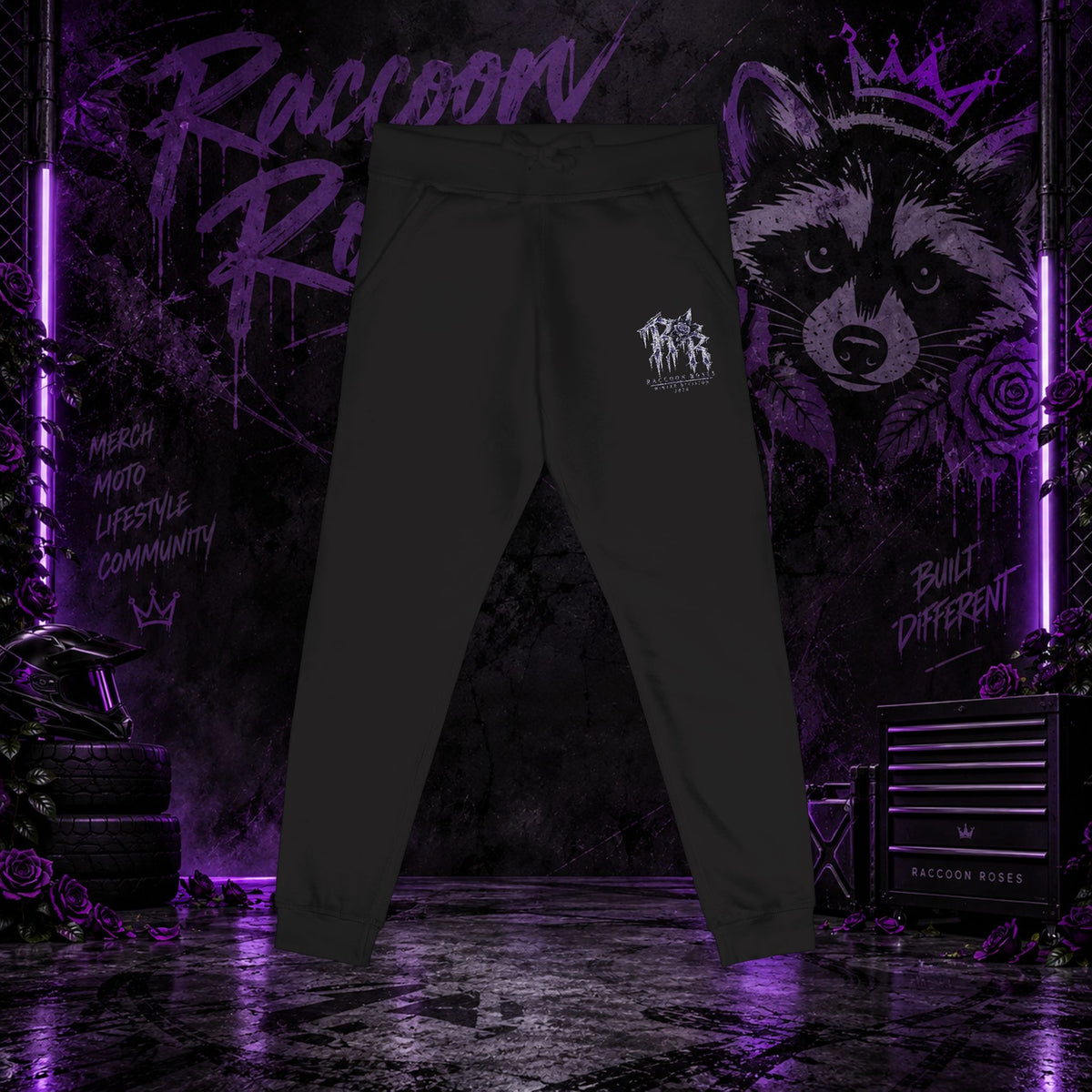 Embroidered 'Frozen Roses' Fleece Sweatpants