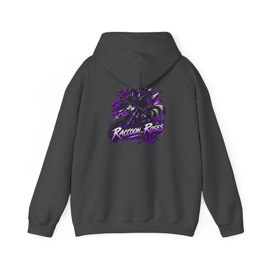 Raccoon Roses Graphic Hoodie — Purple Gamer Streetwear