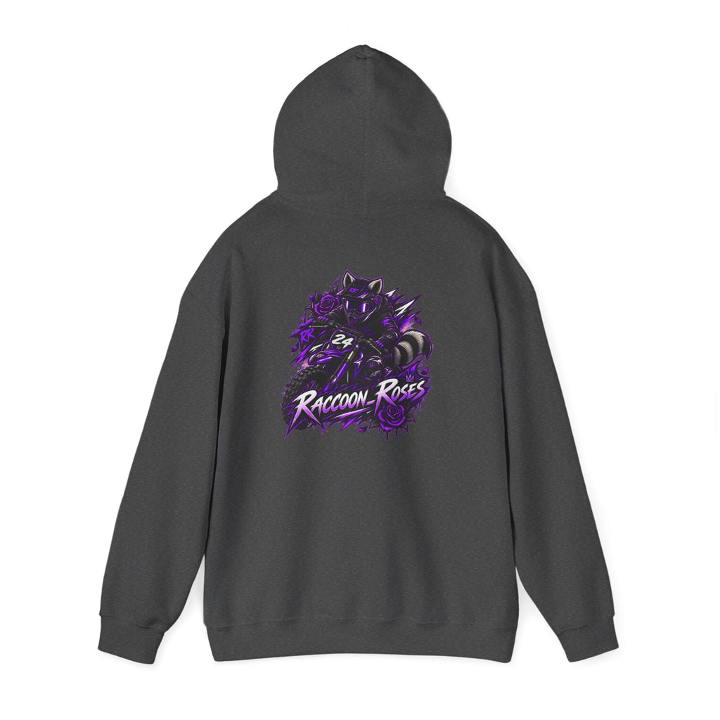 Raccoon Roses Graphic Hoodie — Purple Gamer Streetwear