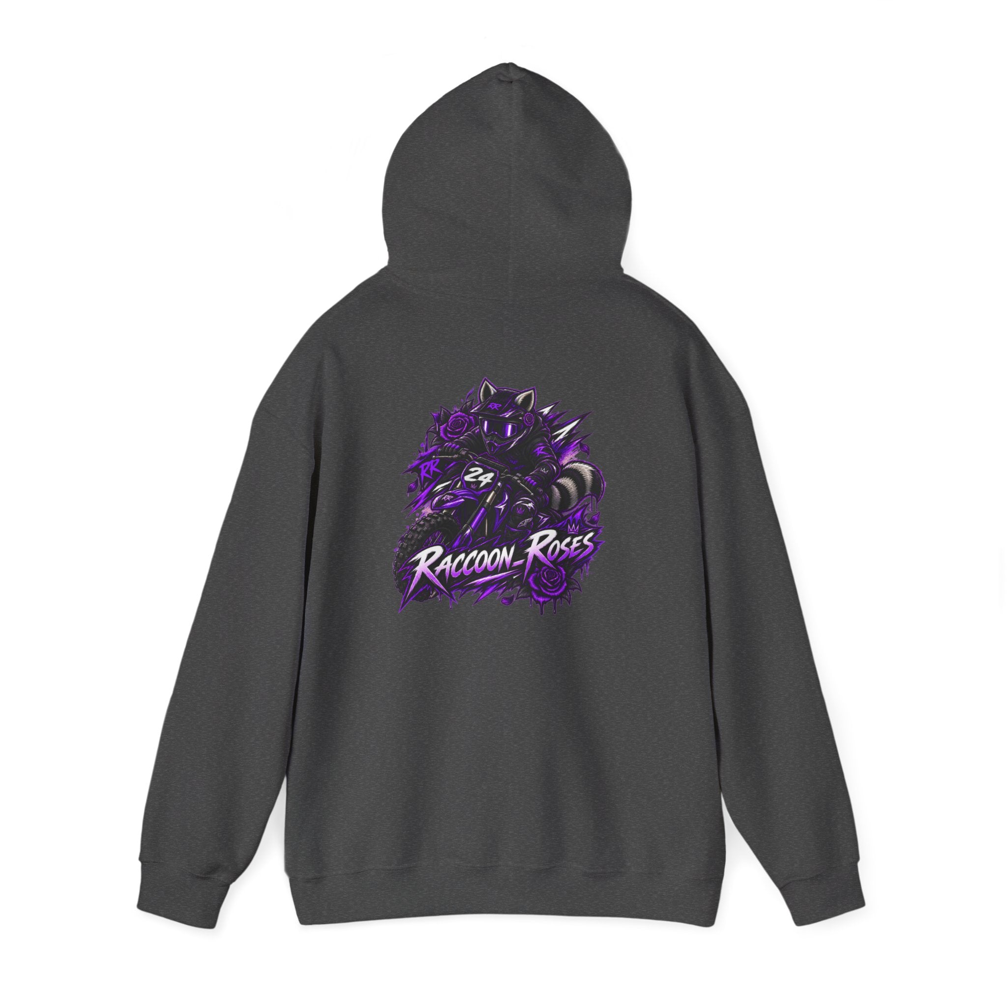 Raccoon Roses Graphic Hoodie — Purple Gamer Streetwear