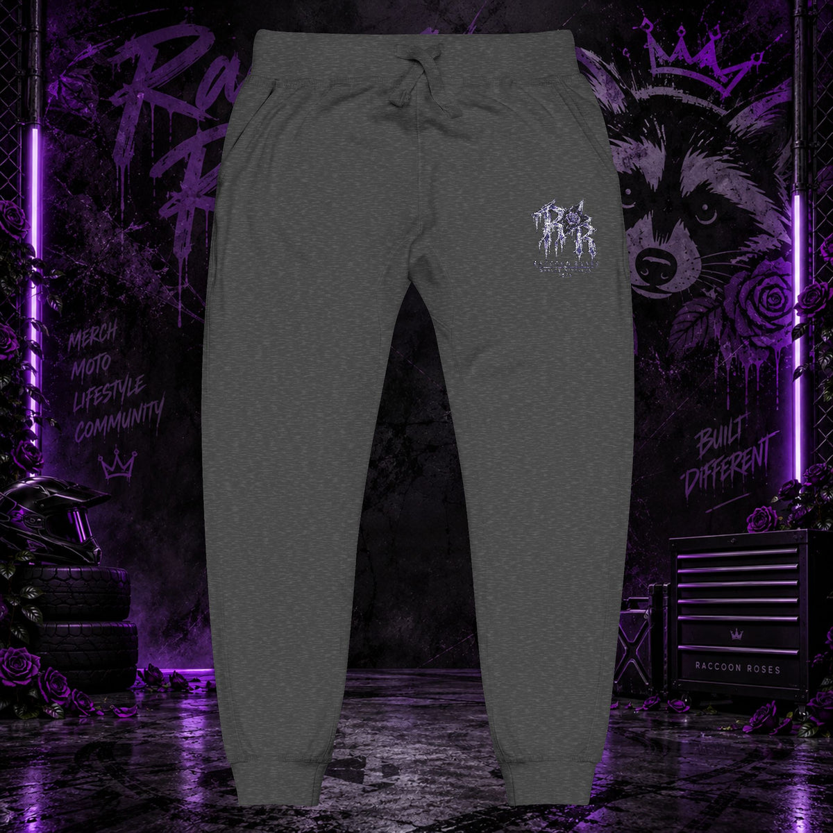 Embroidered 'Frozen Roses' Fleece Sweatpants