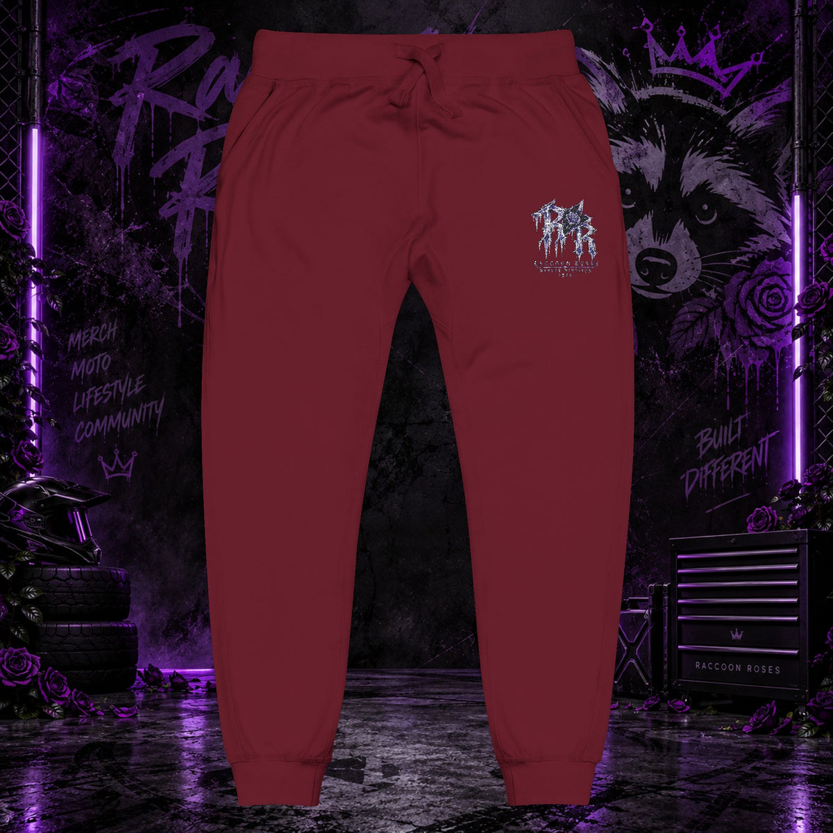 Embroidered 'Frozen Roses' Fleece Sweatpants
