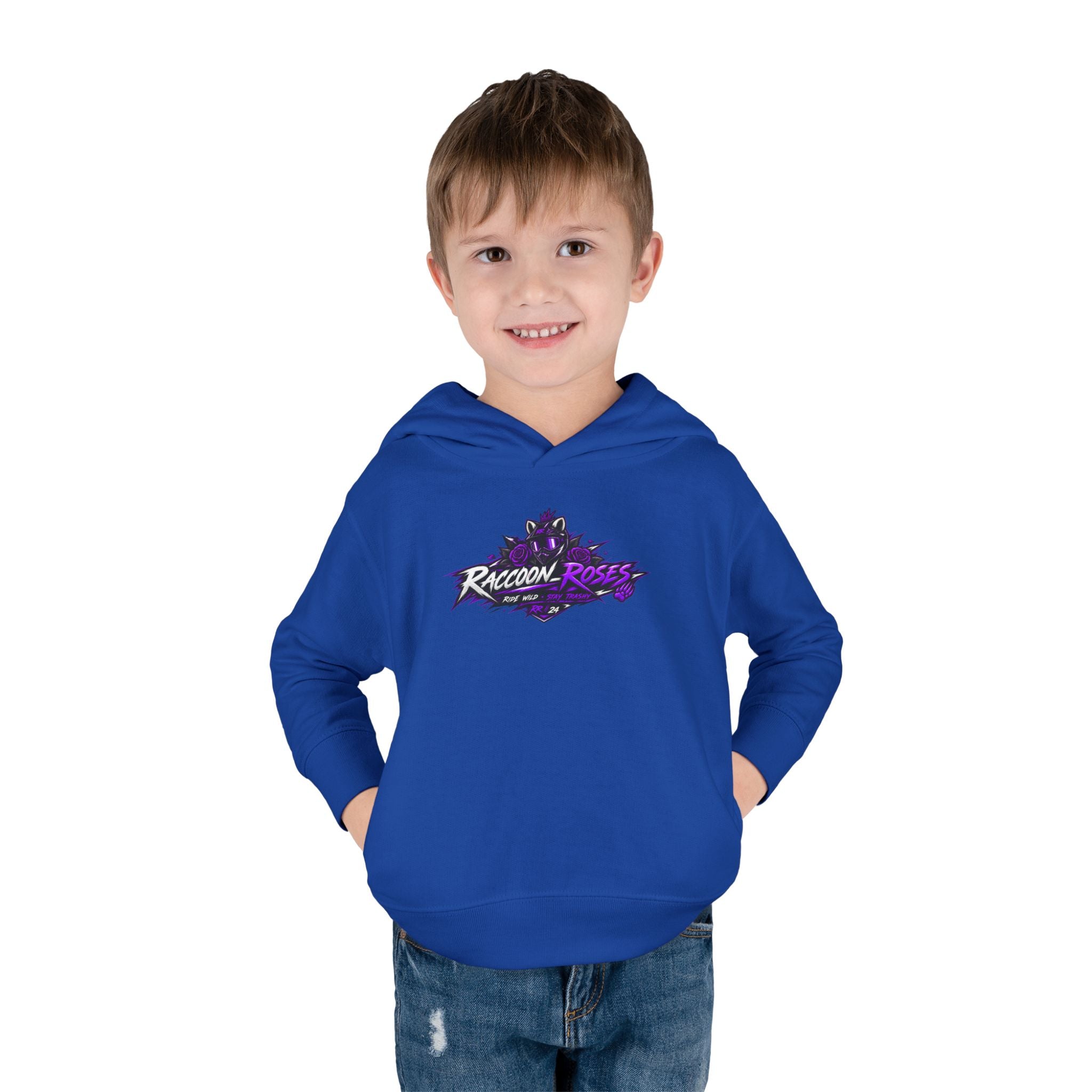 Raccoon Roses Toddler Hoodie — Cute Purple Graphic Pullover