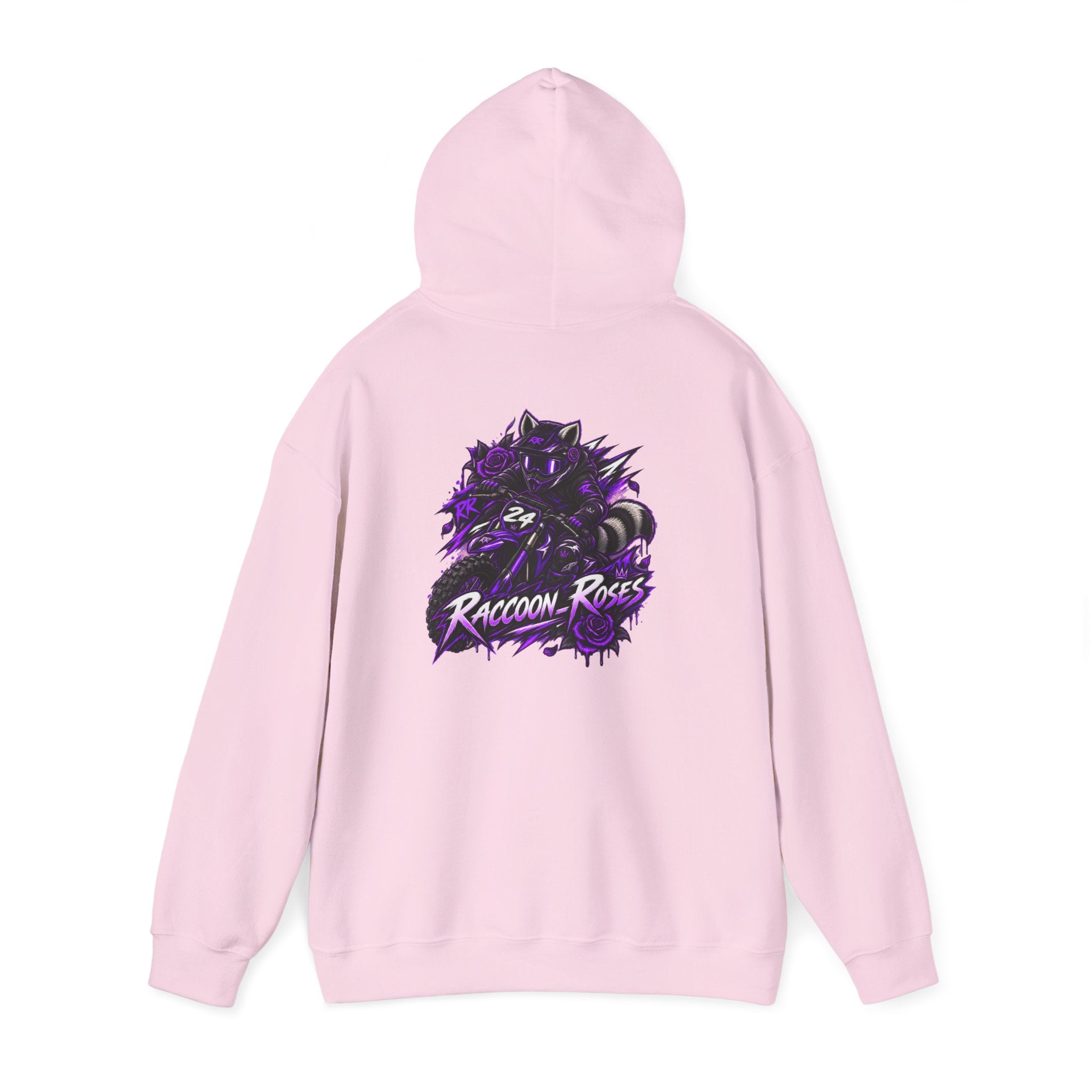 Raccoon Roses Graphic Hoodie — Purple Gamer Streetwear