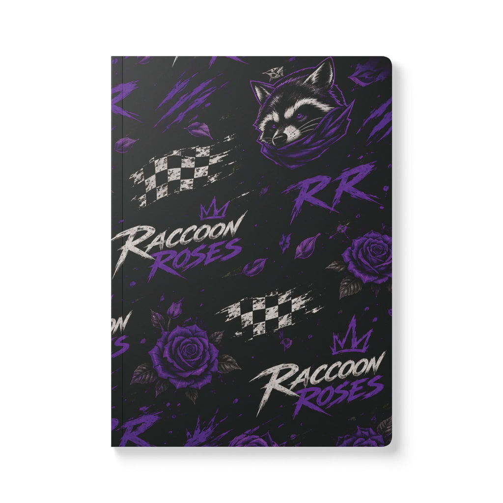 Softcover Journal — Raccoon Roses Purple Racing Pattern
