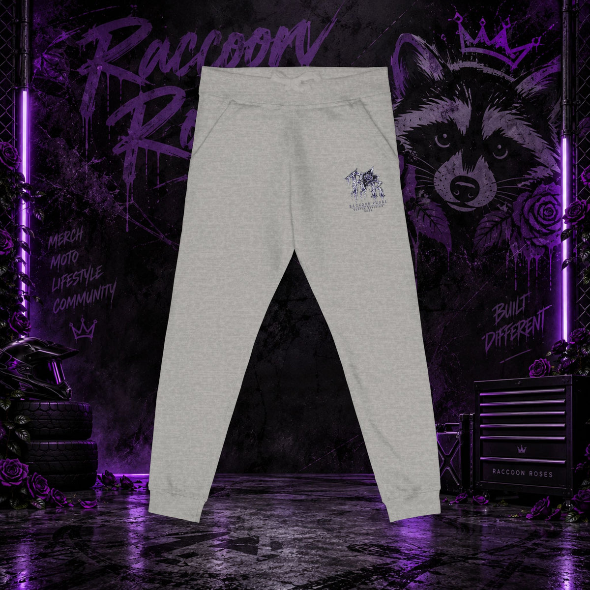 Embroidered 'Frozen Roses' Fleece Sweatpants