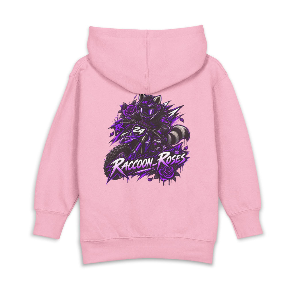 Raccoon Roses Toddler Hoodie — Cute Purple Graphic Pullover