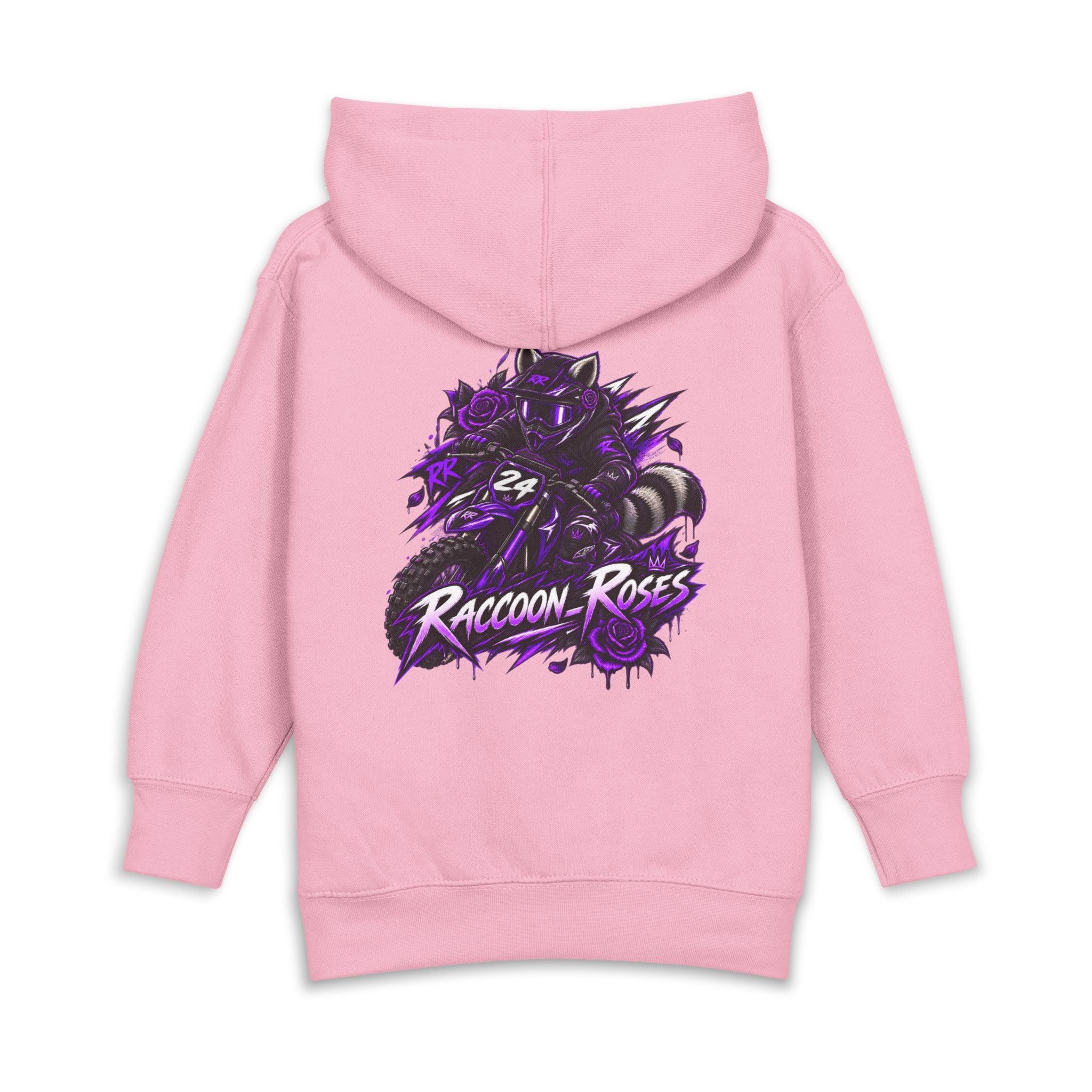 Raccoon Roses Toddler Hoodie — Cute Purple Graphic Pullover