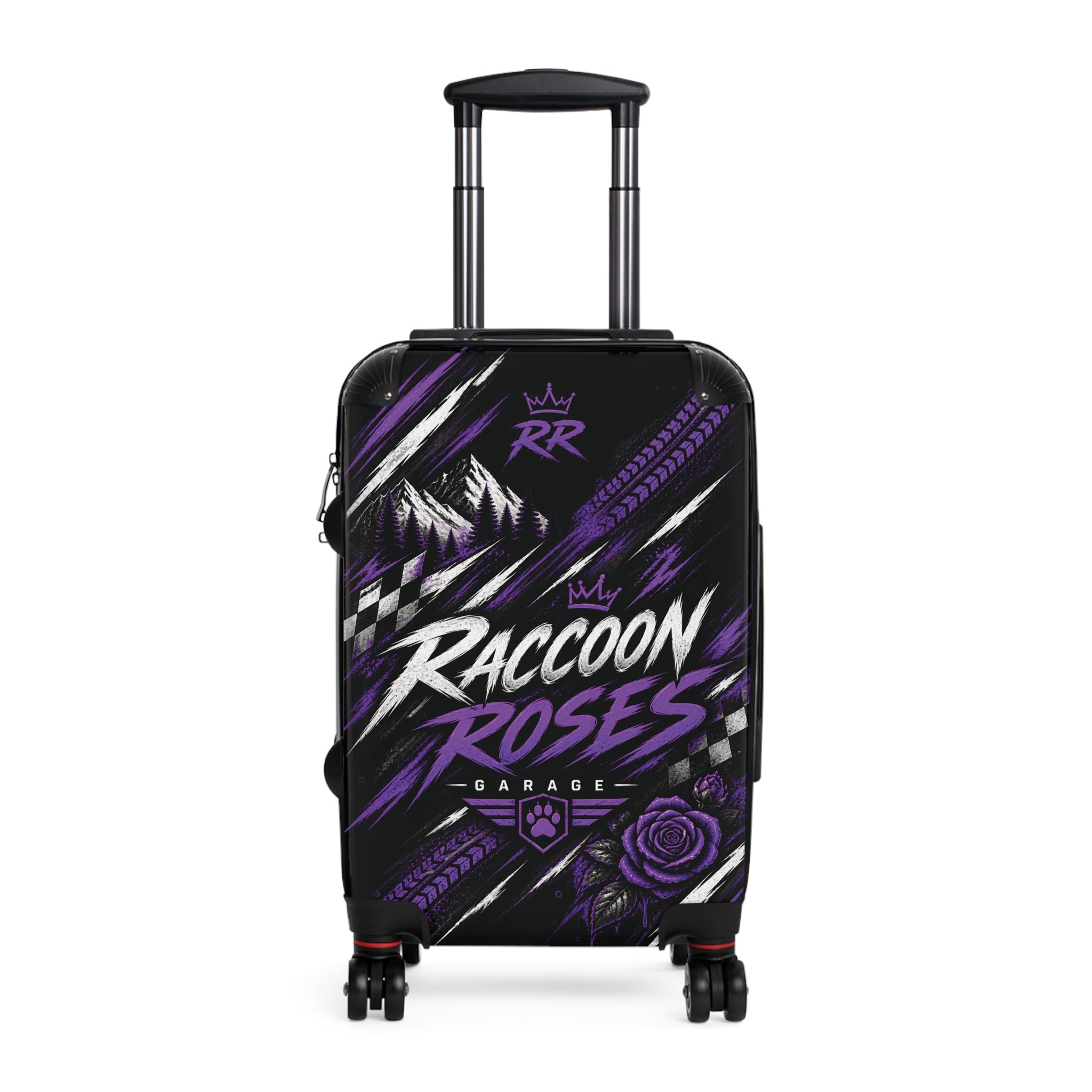 Raccoon Roses Carry-On Luggage – Skull Rider Graphic Suitcase