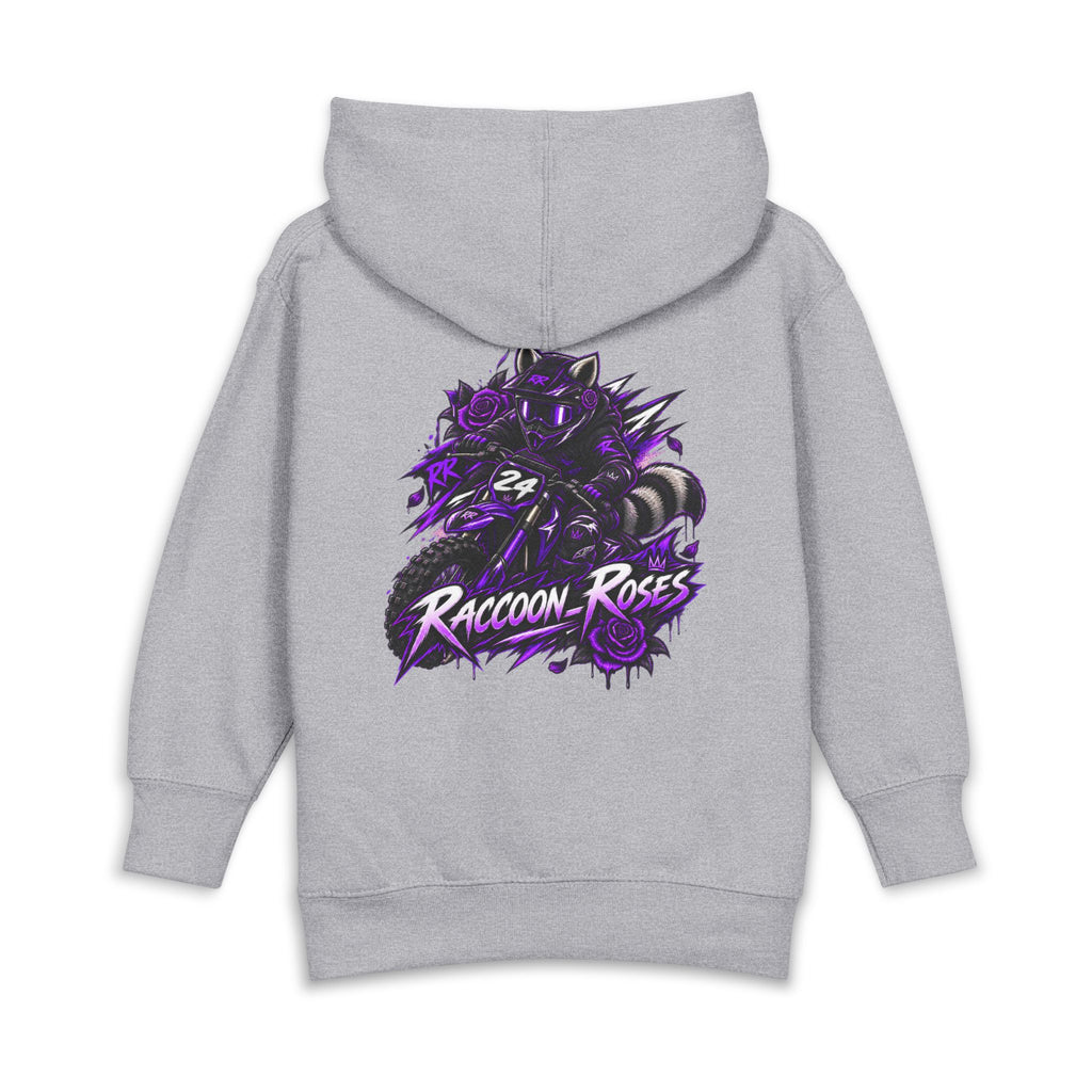 Raccoon Roses Toddler Hoodie — Cute Purple Graphic Pullover