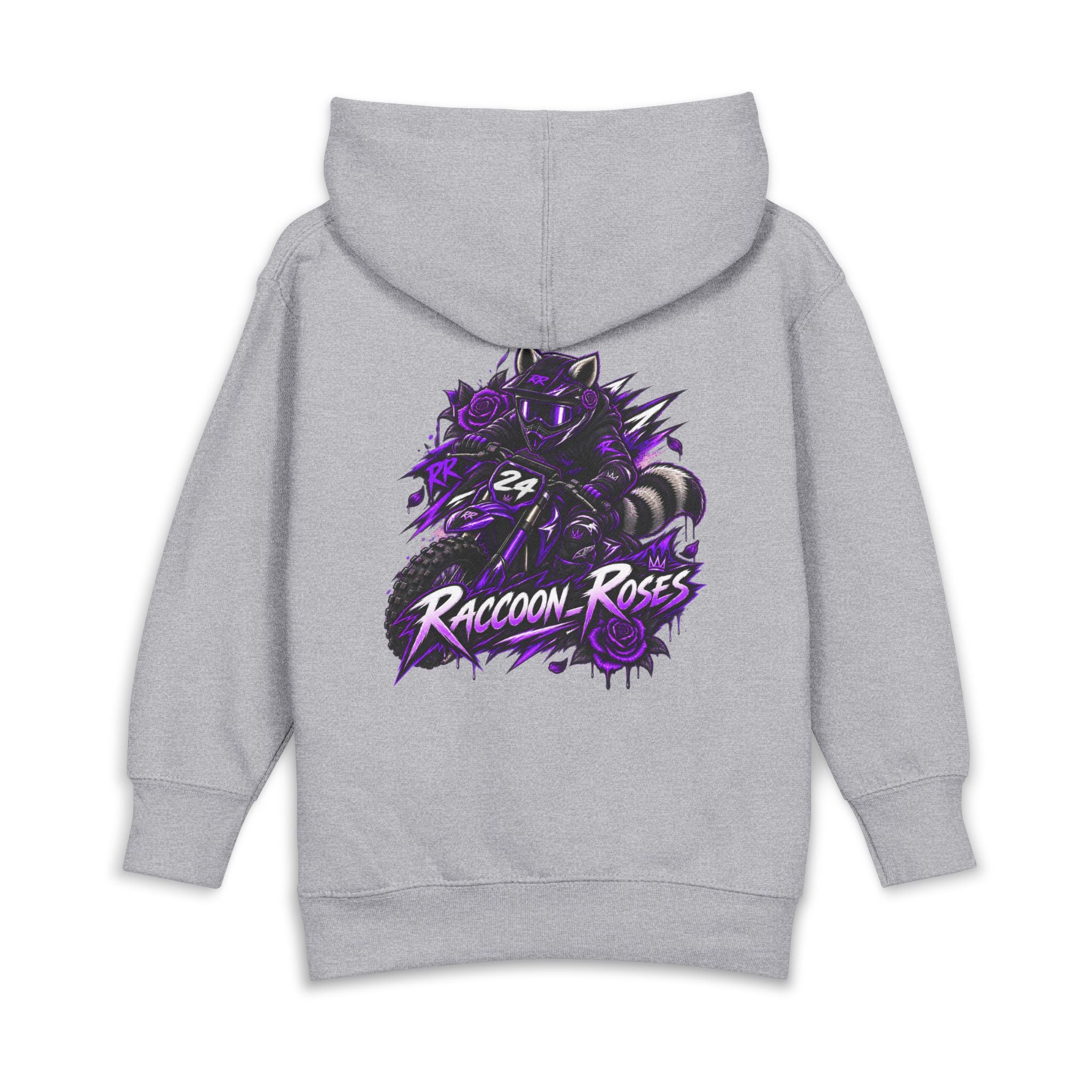 Raccoon Roses Toddler Hoodie — Cute Purple Graphic Pullover