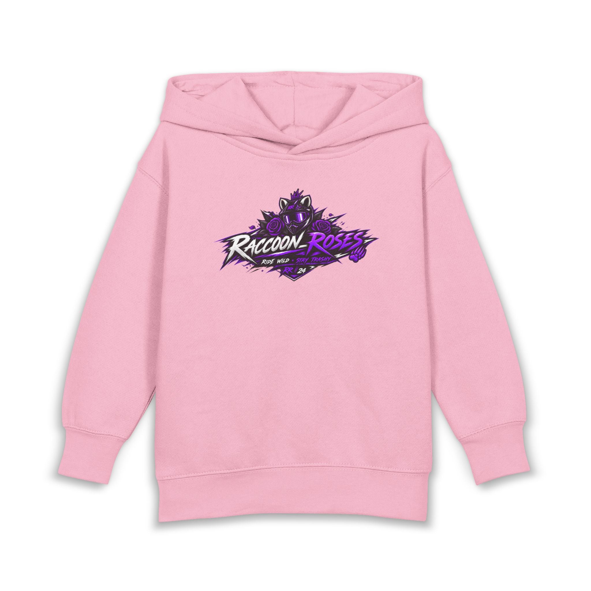 Raccoon Roses Toddler Hoodie — Cute Purple Graphic Pullover
