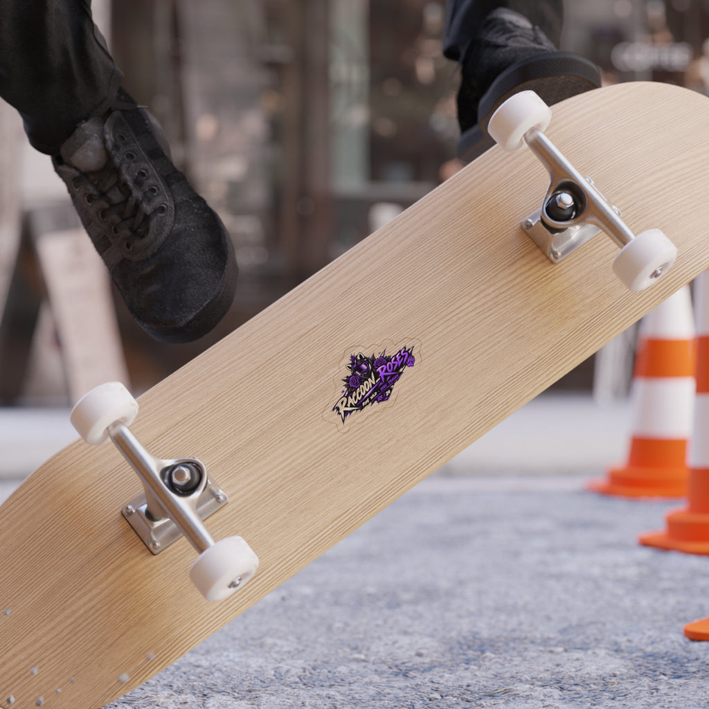 Die-Cut Outdoor Sticker — Raccoon Roses Racing Logo (UV-Resistant, Transparent)