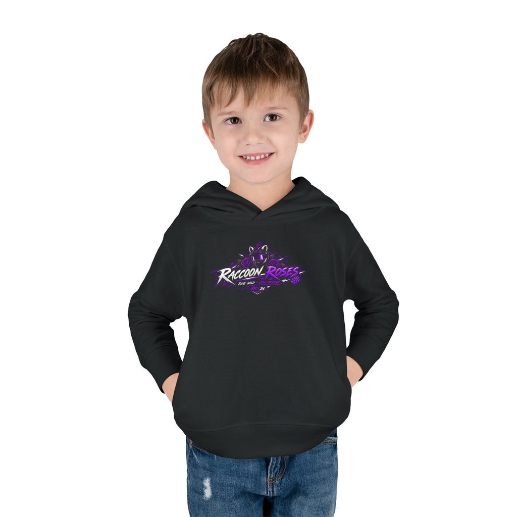 Raccoon Roses Toddler Hoodie — Cute Purple Graphic Pullover