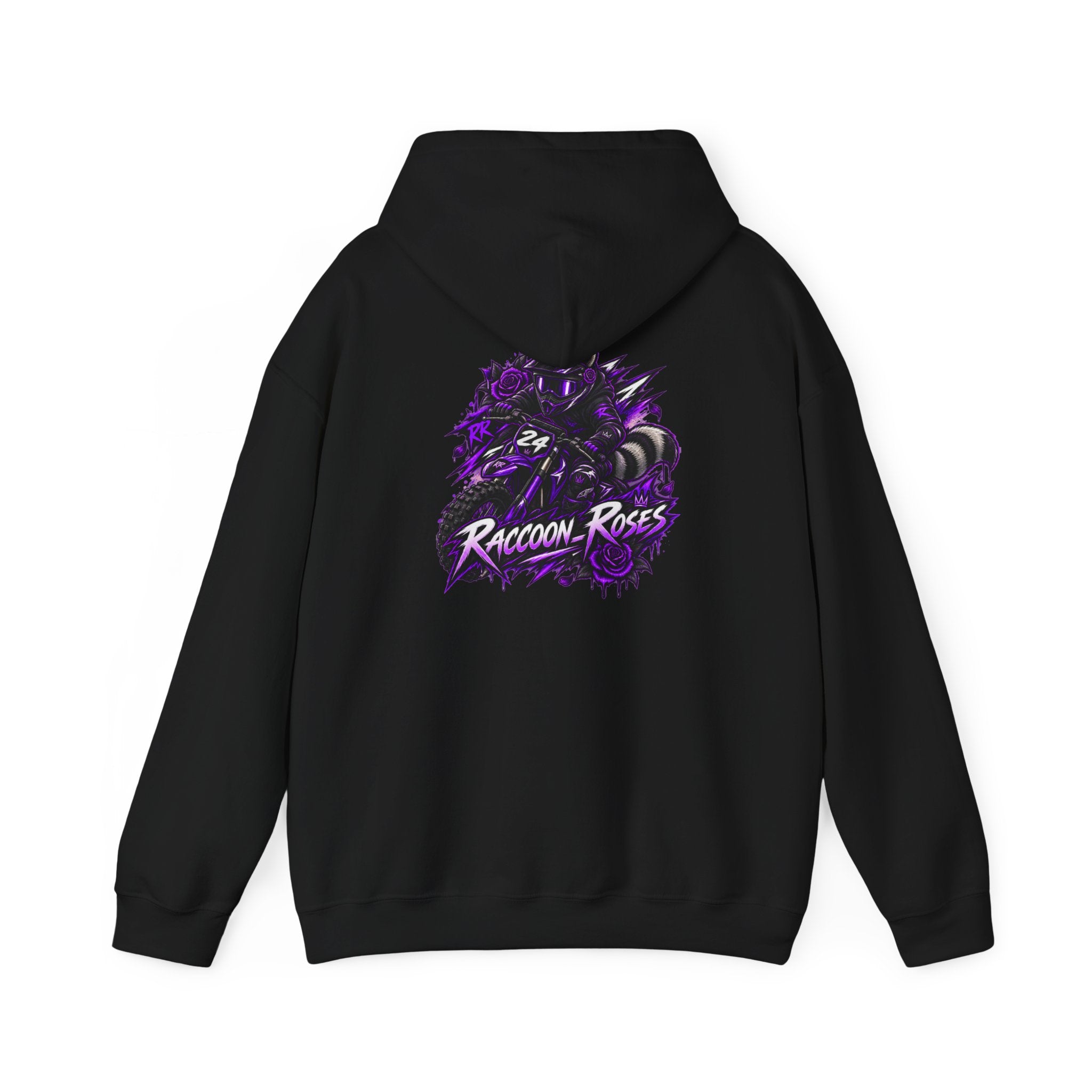 Raccoon Roses Graphic Hoodie — Purple Gamer Streetwear