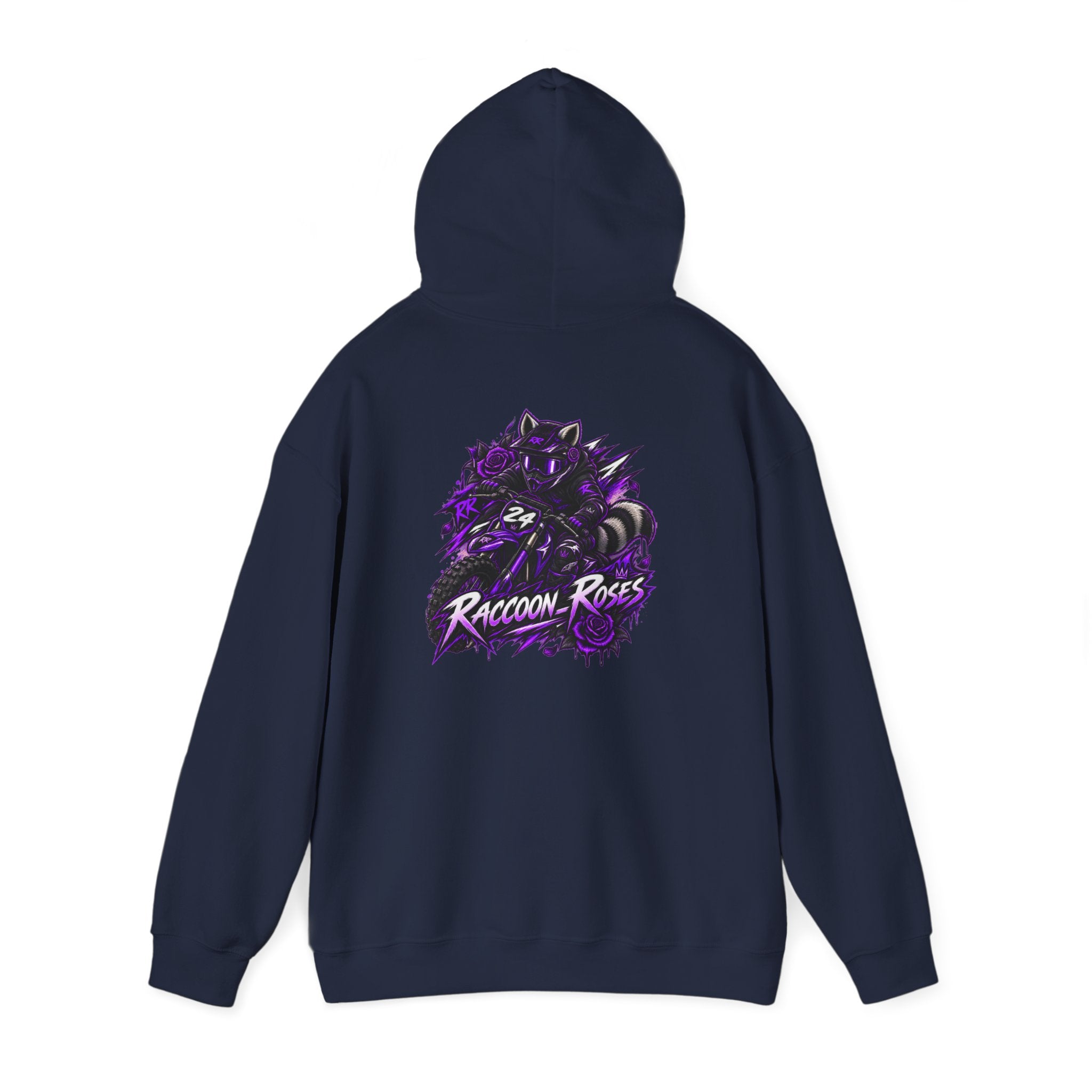 Raccoon Roses Graphic Hoodie — Purple Gamer Streetwear