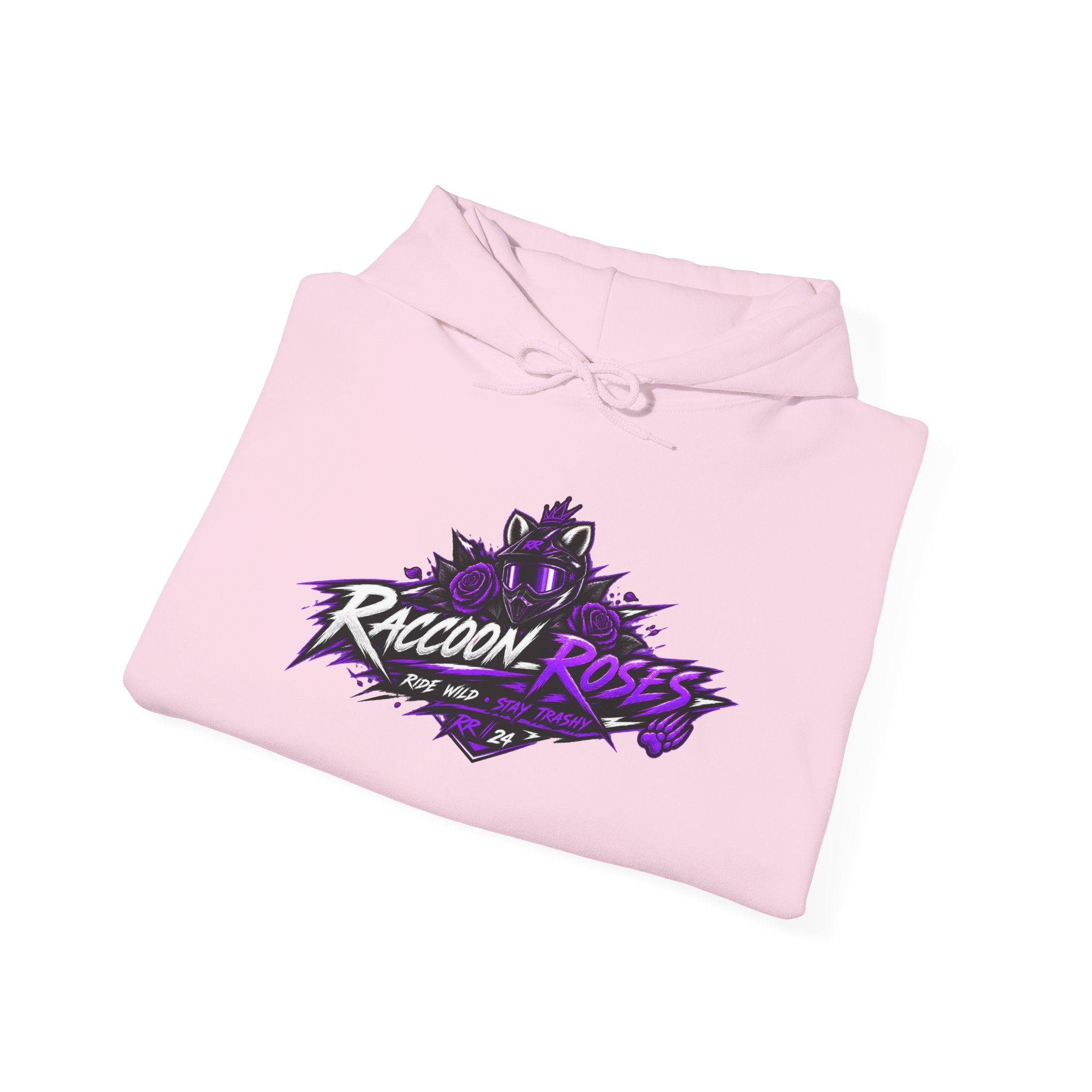 Raccoon Roses Graphic Hoodie — Purple Gamer Streetwear