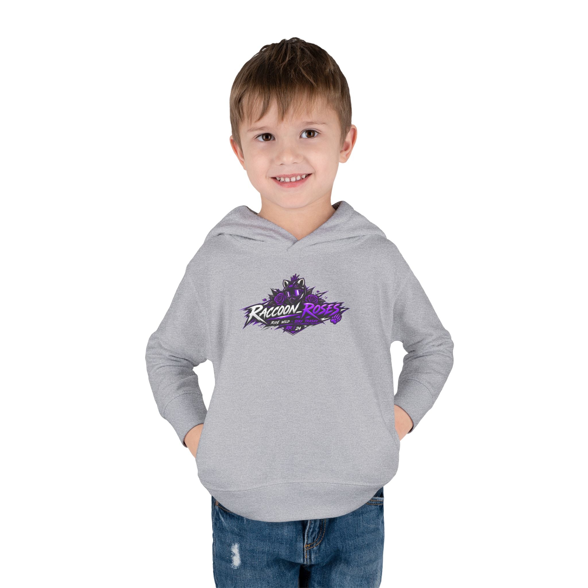 Raccoon Roses Toddler Hoodie — Cute Purple Graphic Pullover