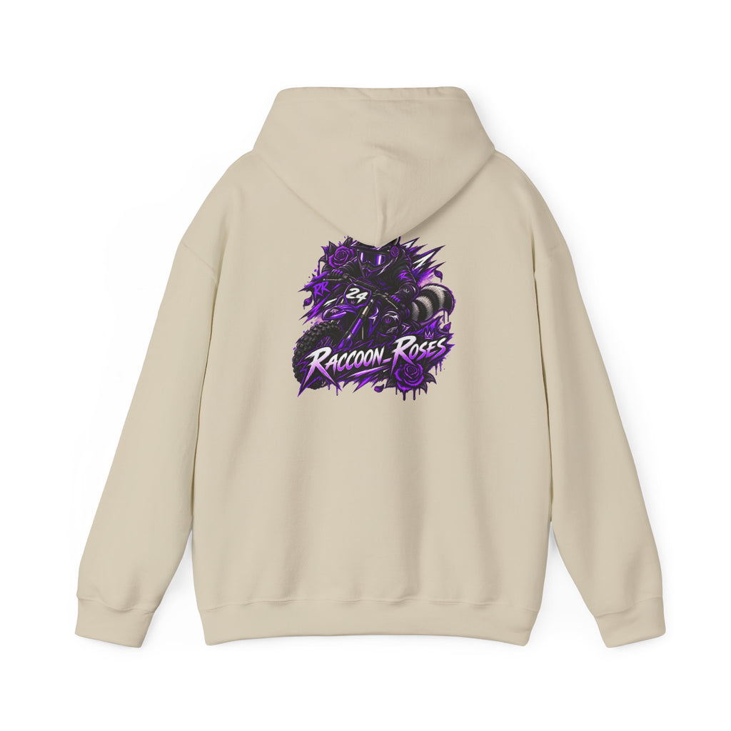 Raccoon Roses Graphic Hoodie — Purple Gamer Streetwear