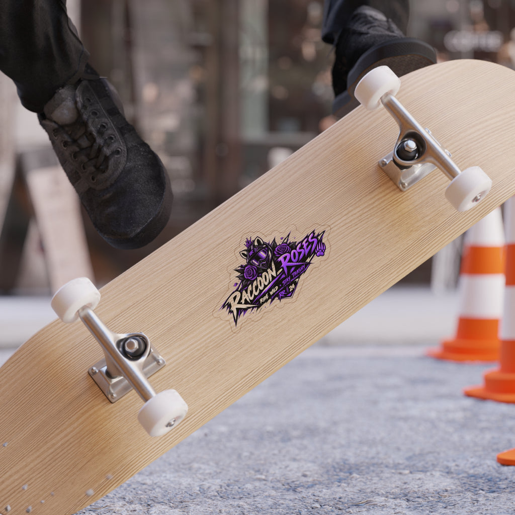Die-Cut Outdoor Sticker — Raccoon Roses Racing Logo (UV-Resistant, Transparent)