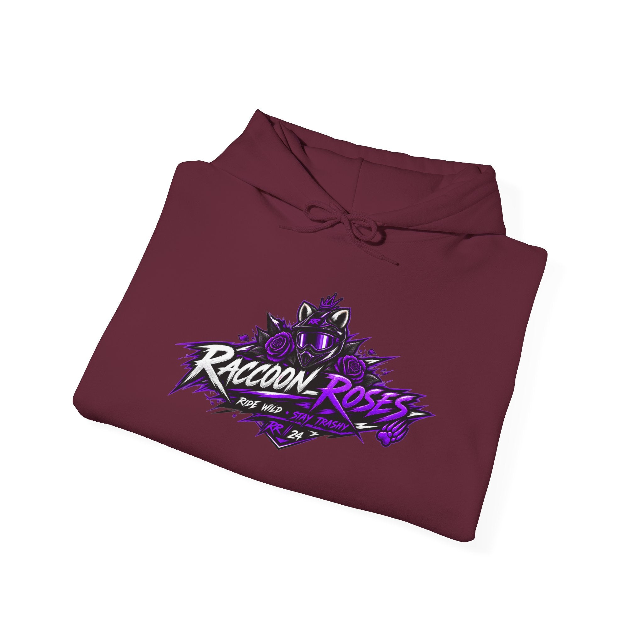Raccoon Roses Graphic Hoodie — Purple Gamer Streetwear