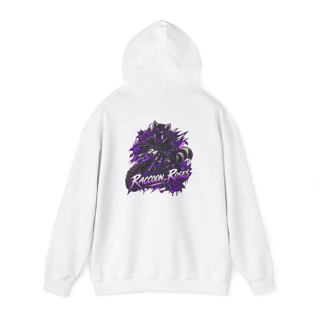 Raccoon Roses Graphic Hoodie — Purple Gamer Streetwear
