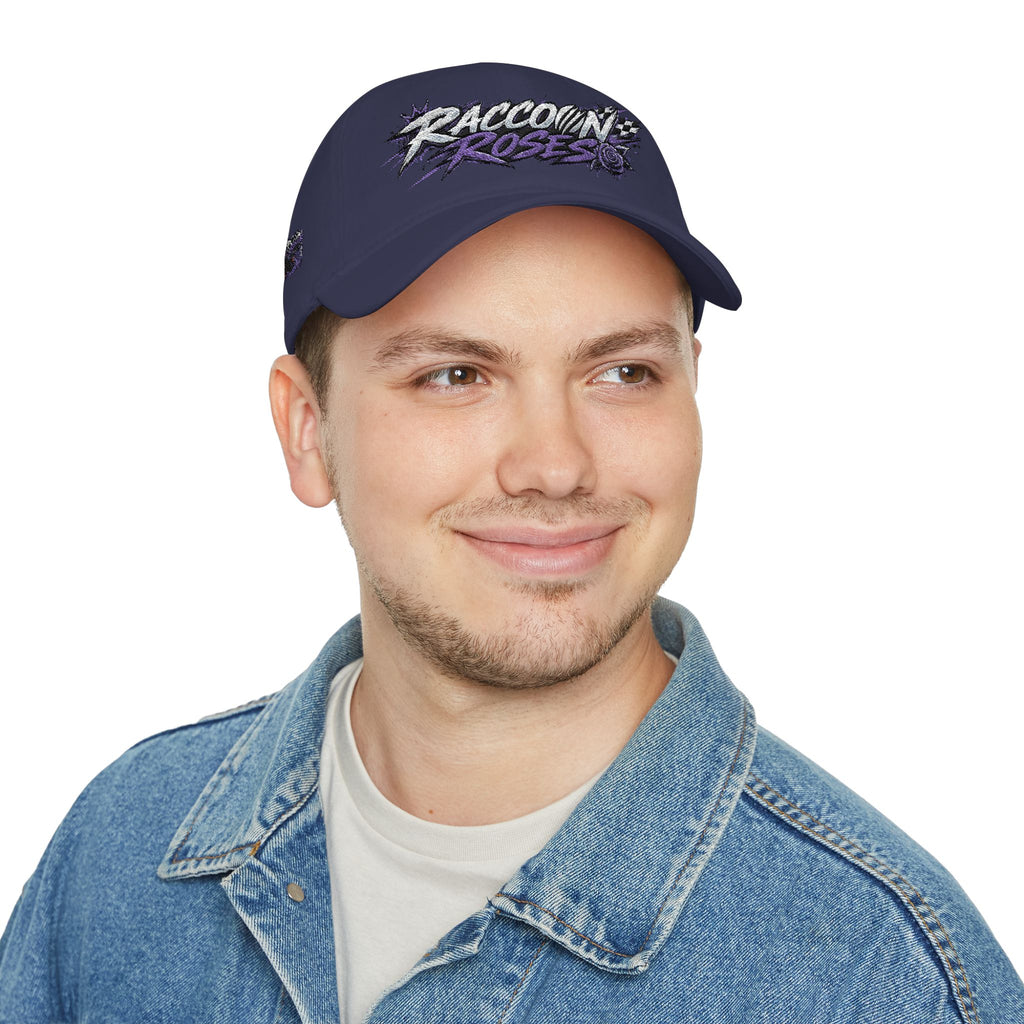 Raccoons Roses Low Profile Baseball Cap