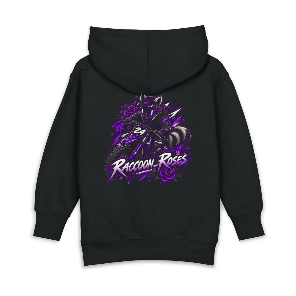 Raccoon Roses Toddler Hoodie — Cute Purple Graphic Pullover