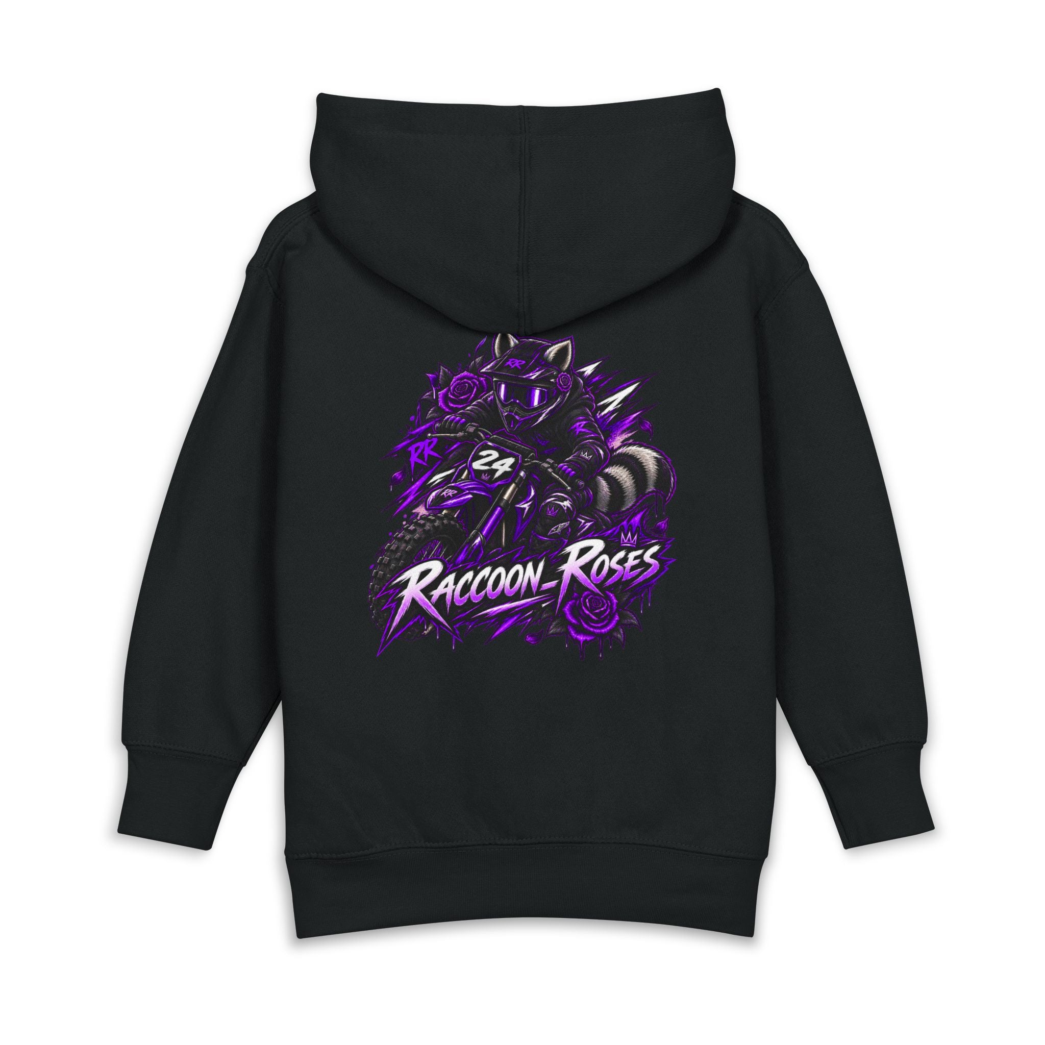 Raccoon Roses Toddler Hoodie — Cute Purple Graphic Pullover