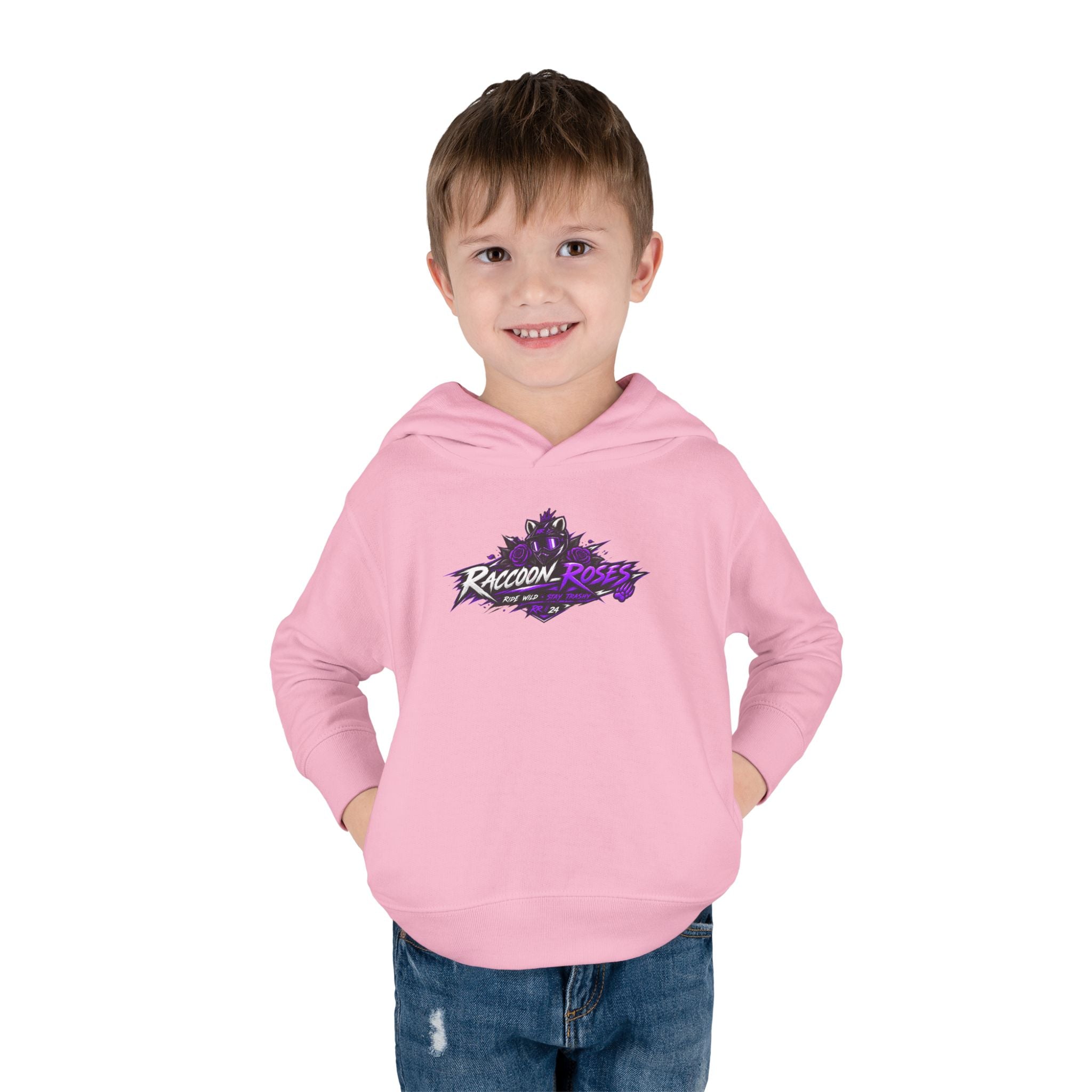 Raccoon Roses Toddler Hoodie — Cute Purple Graphic Pullover