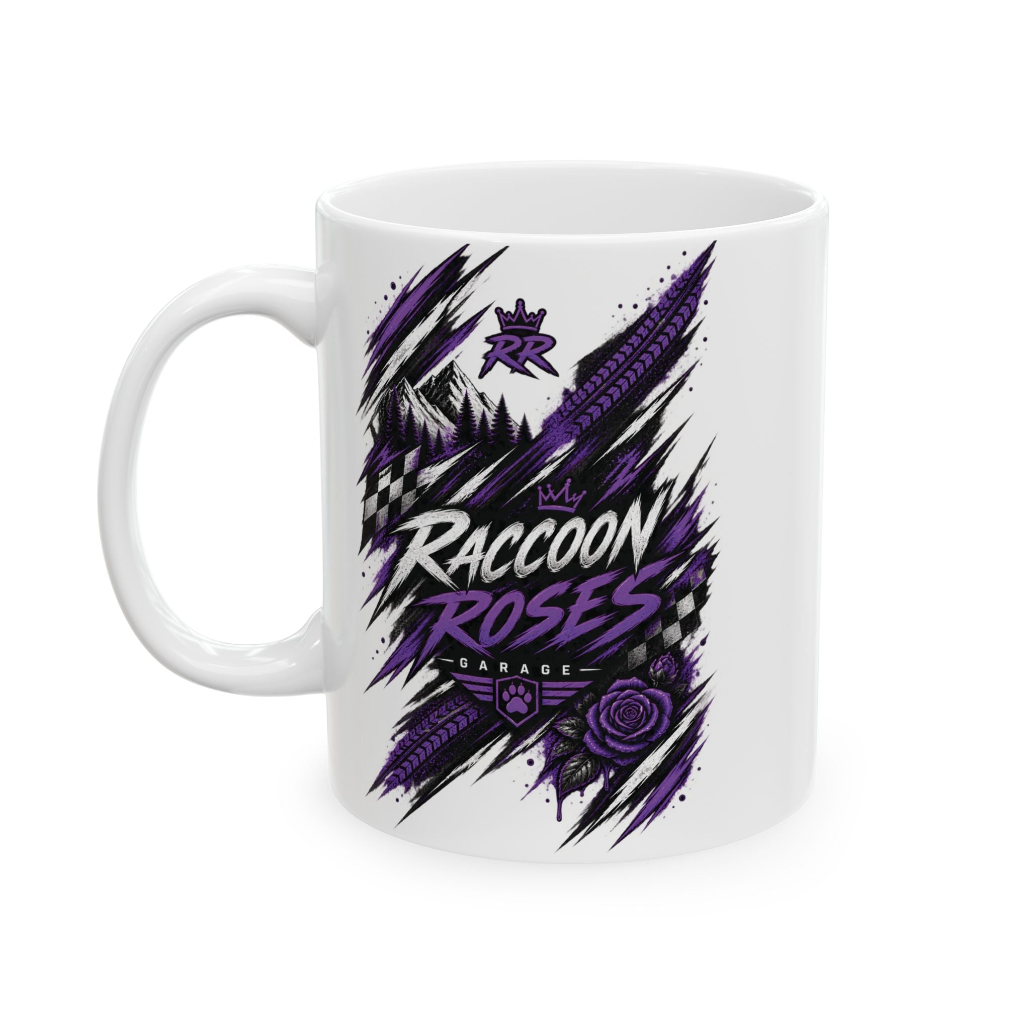 Raven Skull Gaming Ceramic Mug (11oz, 15oz) – Dark Purple Skull & Headphones Coffee Cup