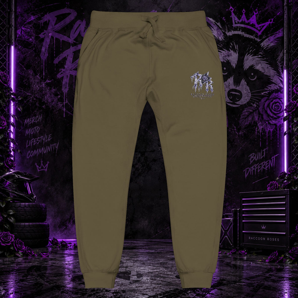 Embroidered 'Frozen Roses' Fleece Sweatpants