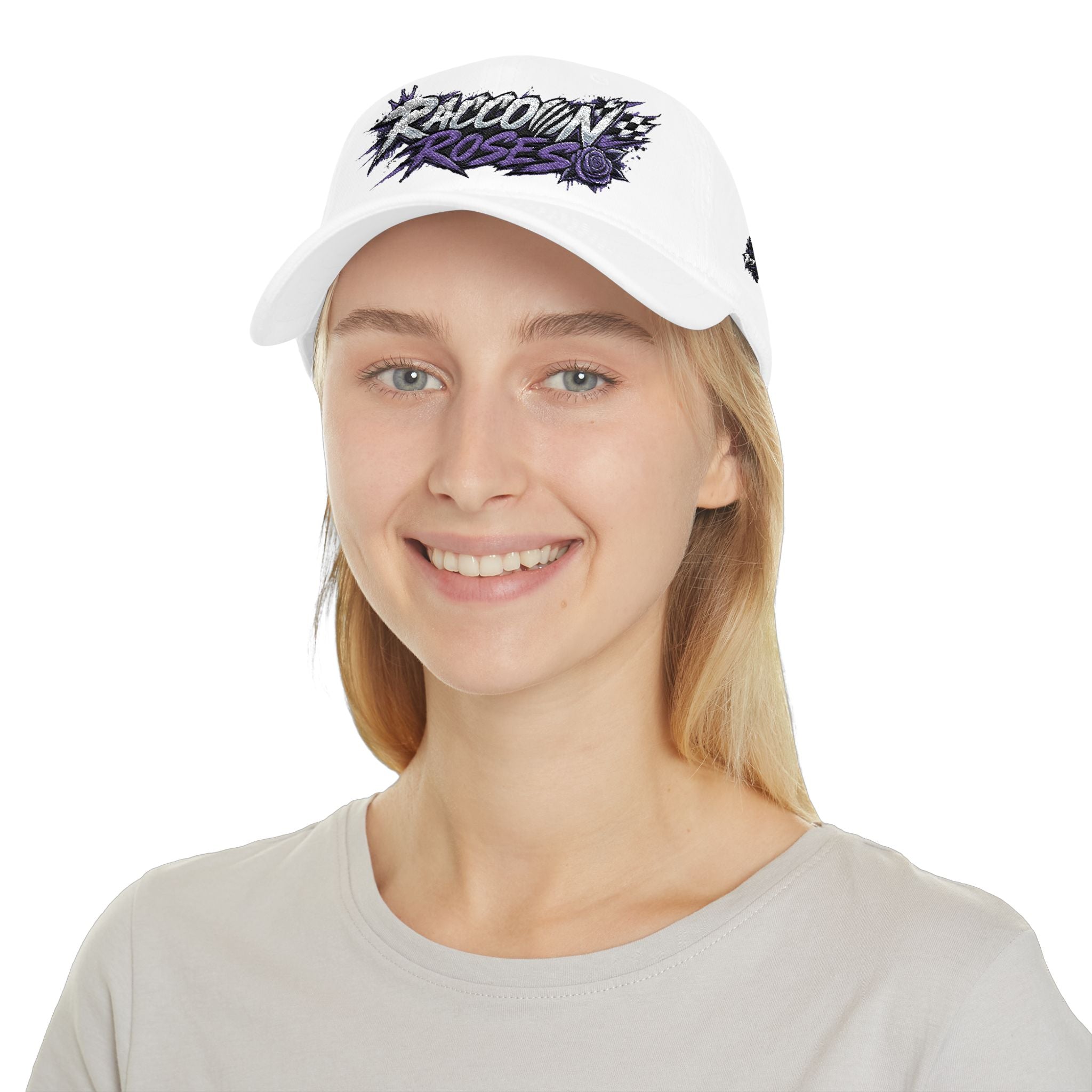 Raccoons Roses Low Profile Baseball Cap