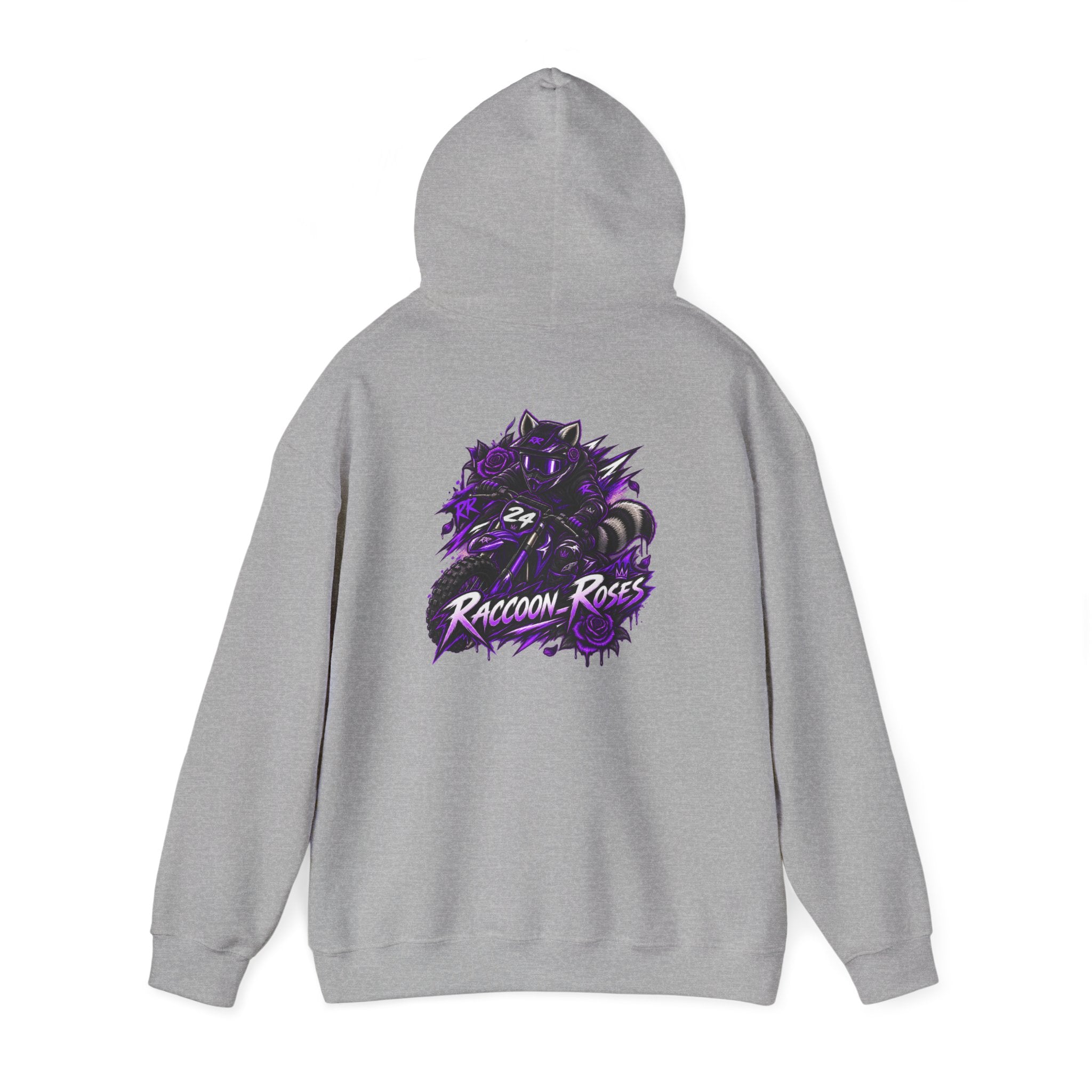 Raccoon Roses Graphic Hoodie — Purple Gamer Streetwear
