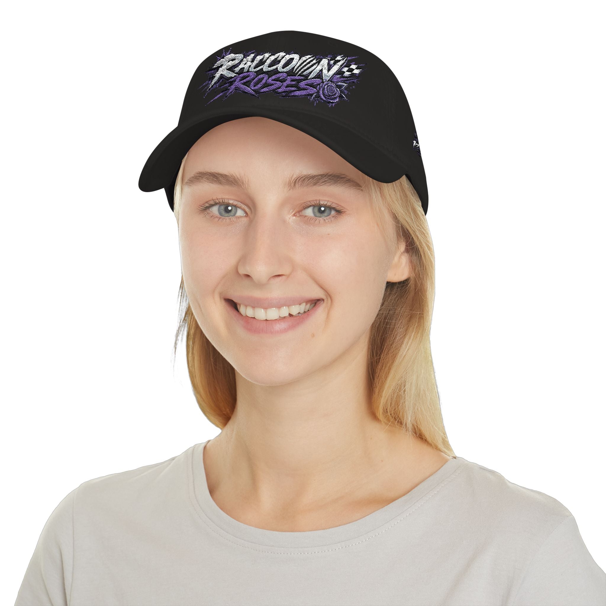 Raccoons Roses Low Profile Baseball Cap