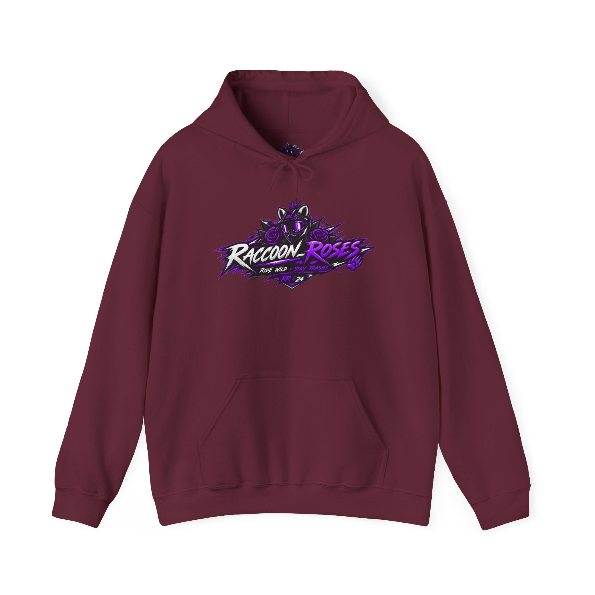 Raccoon Roses Graphic Hoodie — Purple Gamer Streetwear