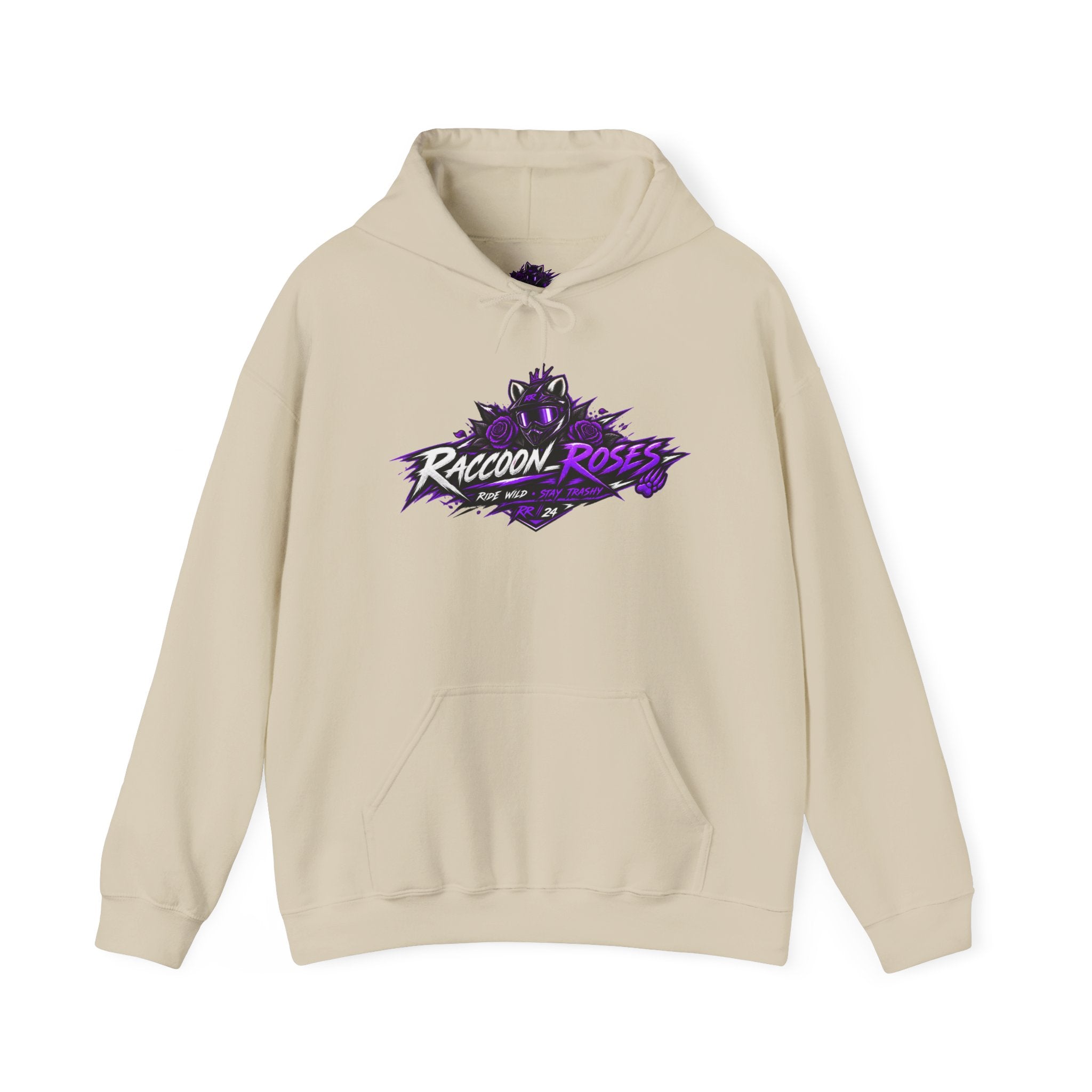 Raccoon Roses Graphic Hoodie — Purple Gamer Streetwear