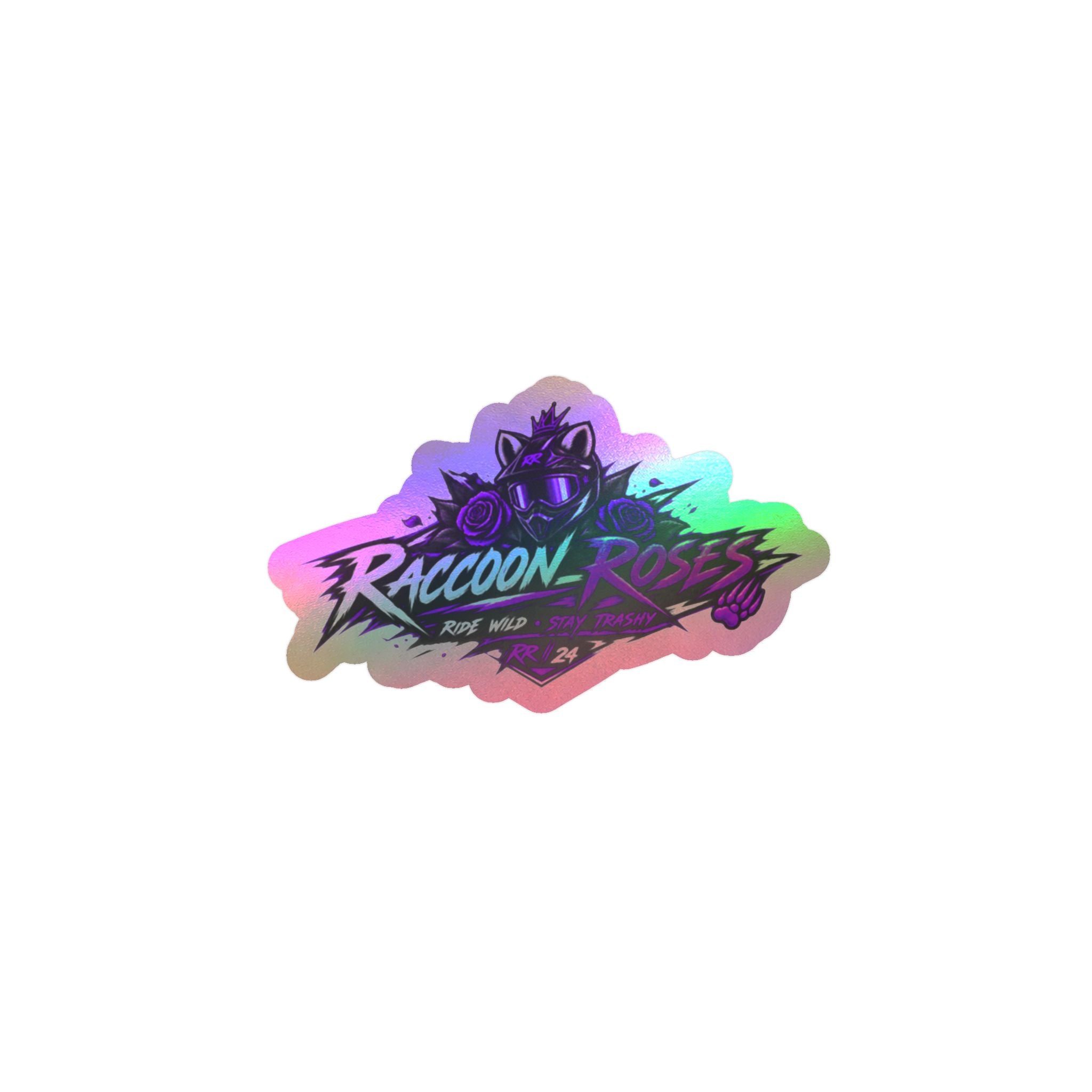 Raccoon Rose Purple Mascot Vinyl Sticker — Kiss-Cut Decal for Laptops, Water Bottles & Windows