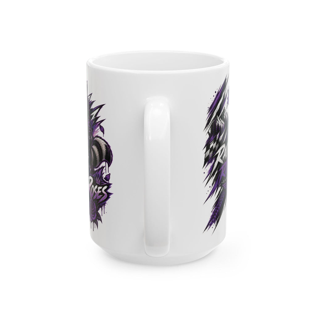 Raven Skull Gaming Ceramic Mug (11oz, 15oz) – Dark Purple Skull & Headphones Coffee Cup