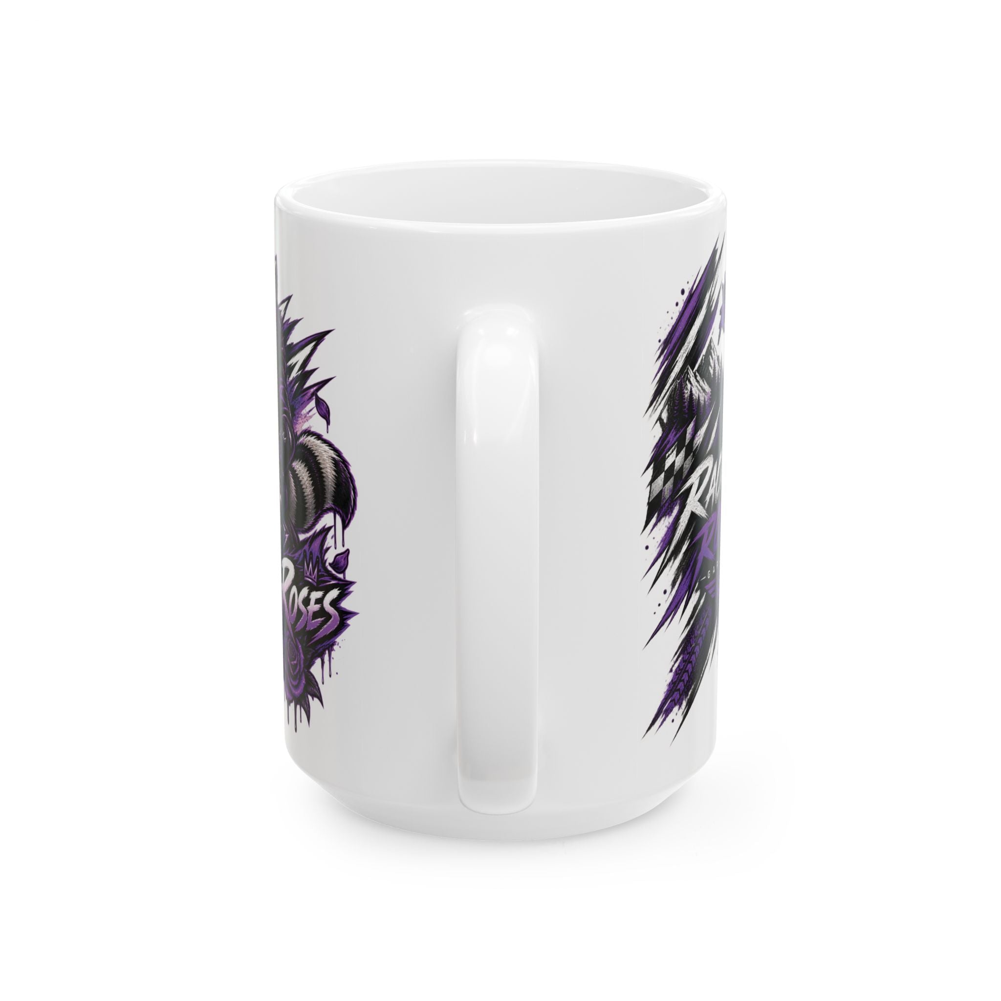 Raven Skull Gaming Ceramic Mug (11oz, 15oz) – Dark Purple Skull & Headphones Coffee Cup