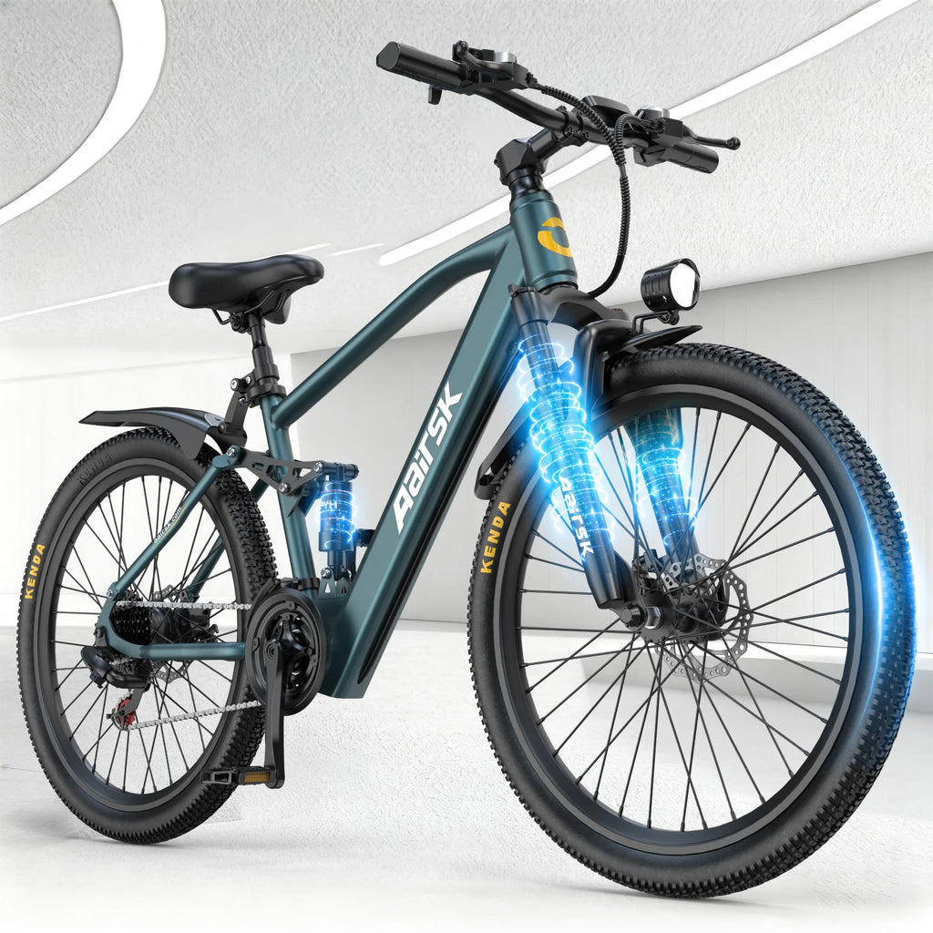 Airsk 250W 26" Electric Mountain Bike – 468Wh Battery & Dual Suspension